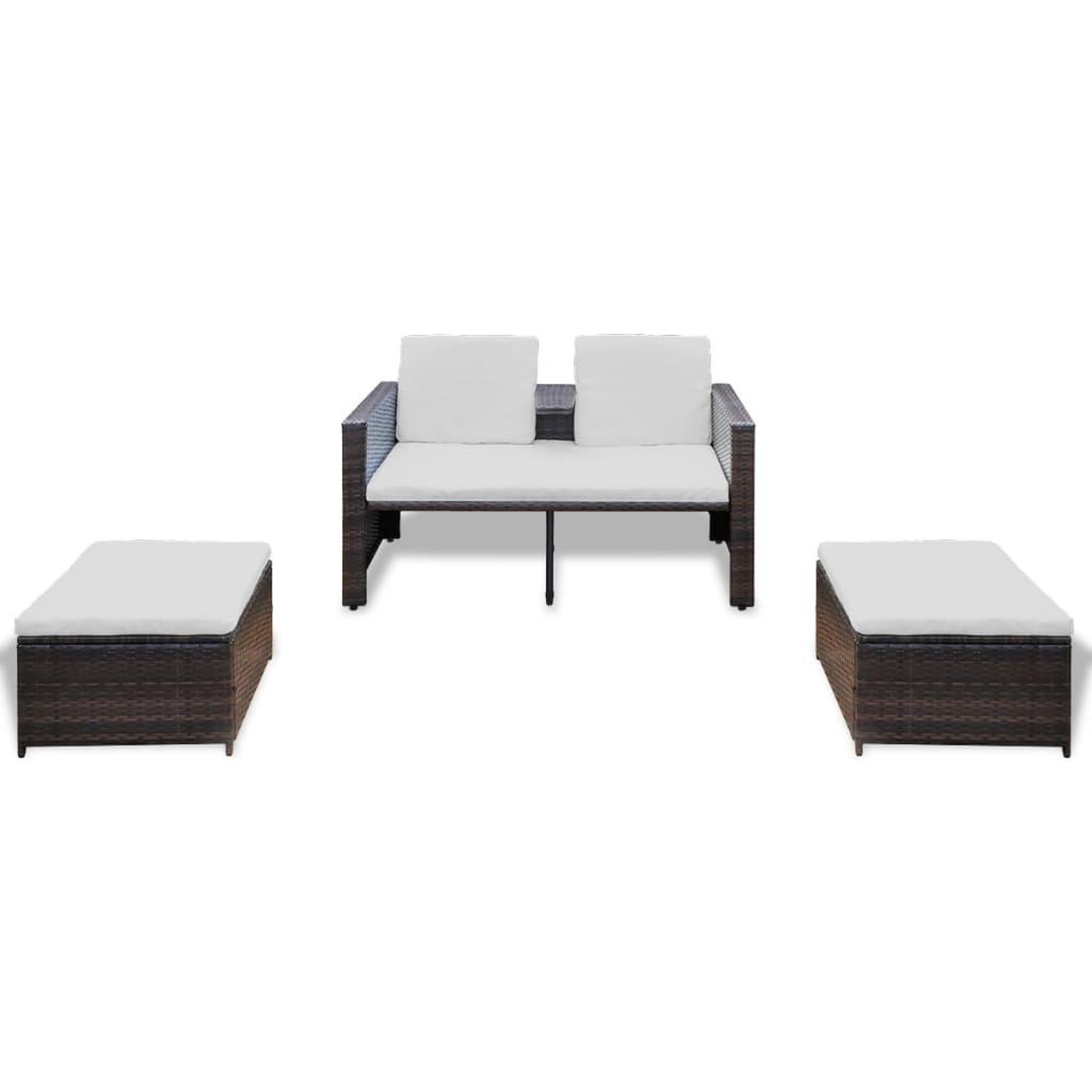 Voir la diapositive 3 : VIDAXL Salon de jardin 4 pcs avec coussins Resine tressee Marron