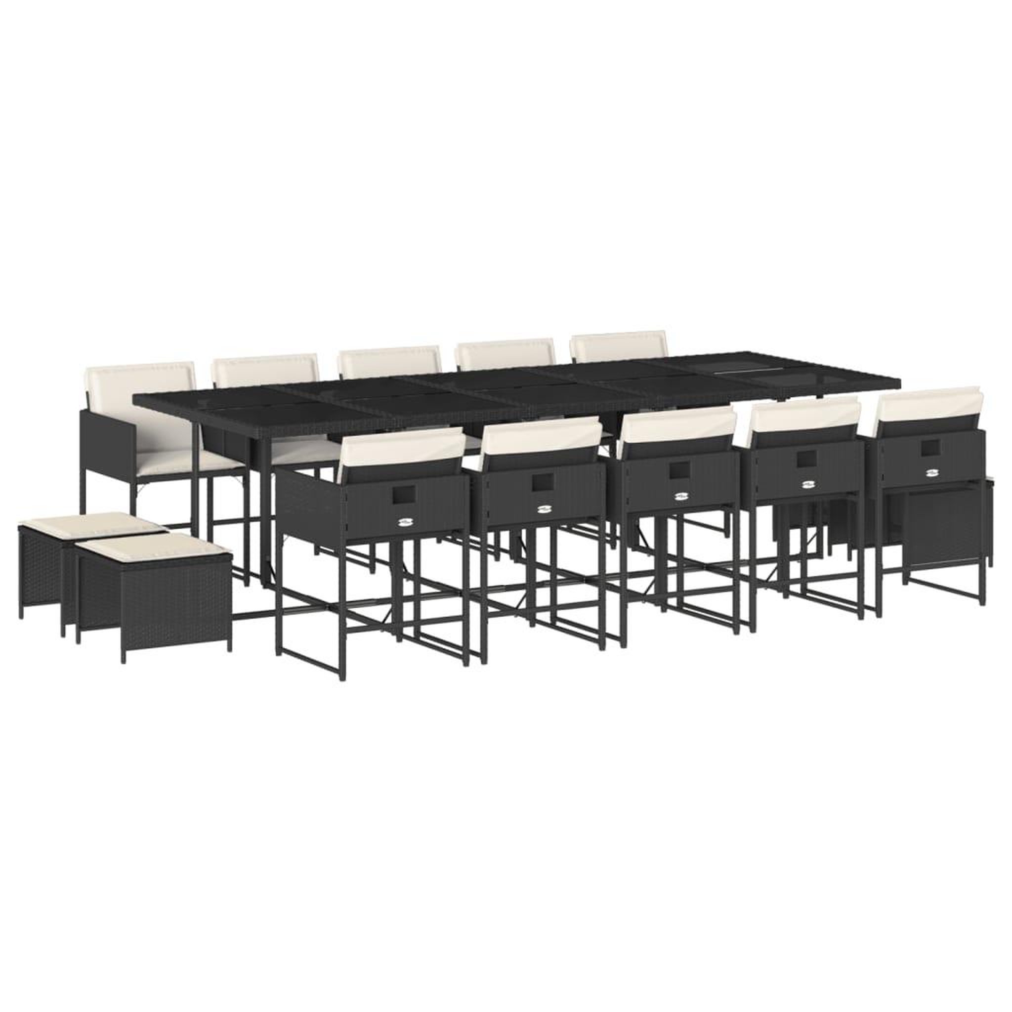 Voir la diapositive 2 : VIDAXL Ensemble a manger de jardin 15 pcs coussins noir resine tressee