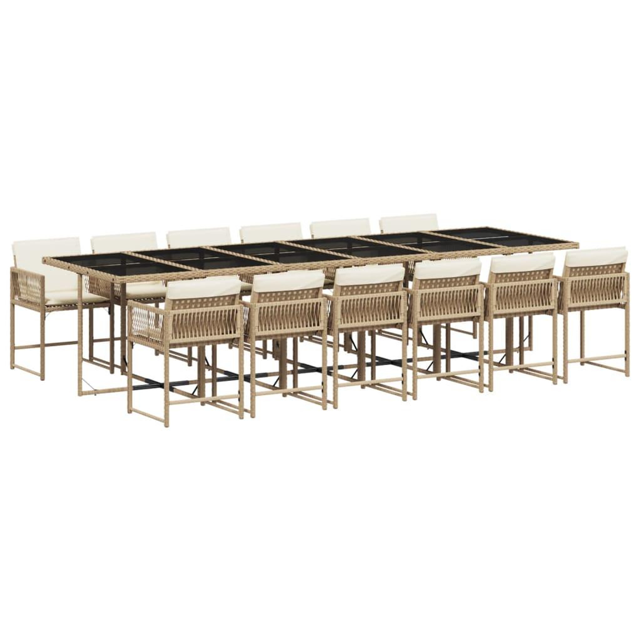 Voir la diapositive 2 : VIDAXL Ensemble a manger de jardin et coussins 13 pcs beige
