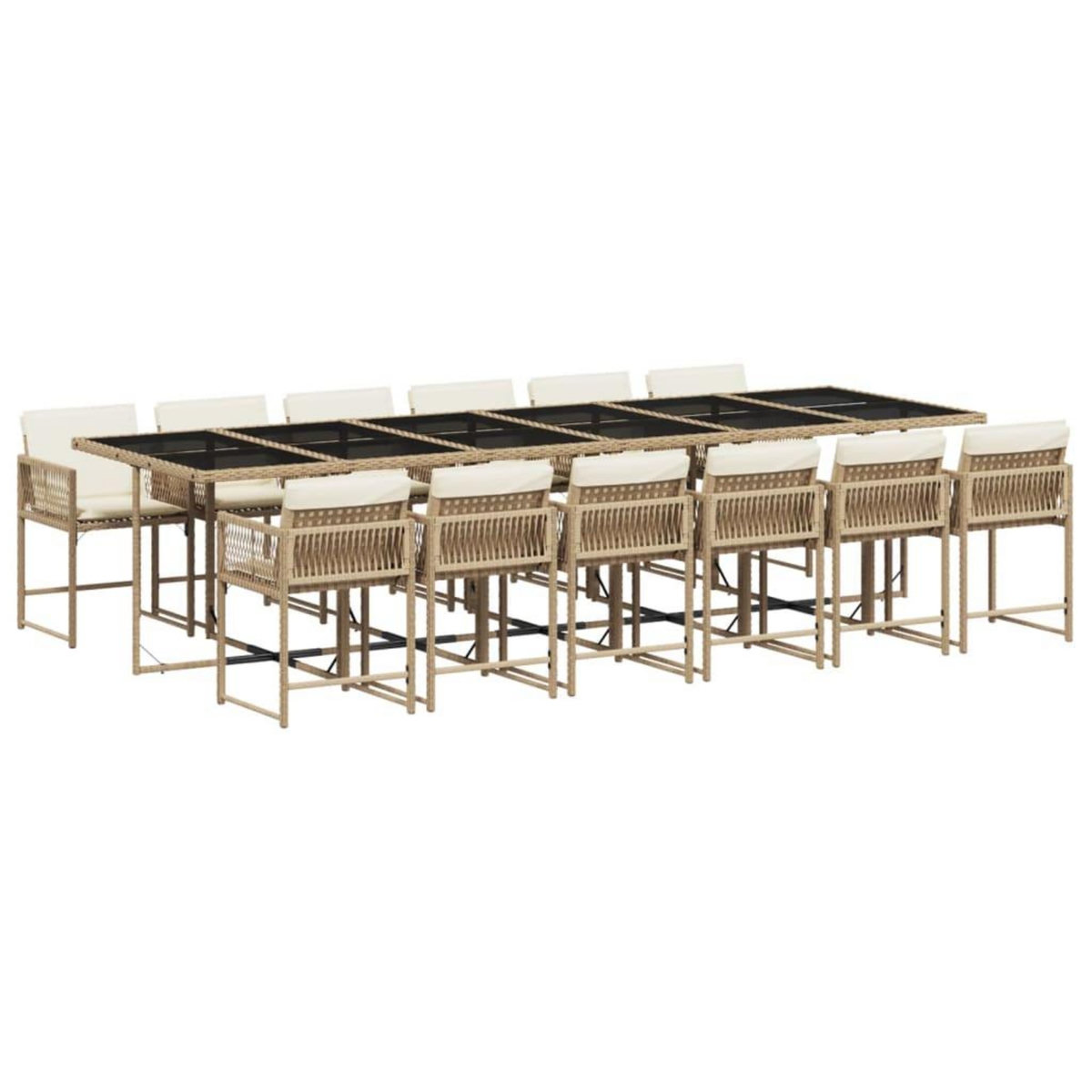VIDAXL Ensemble a manger de jardin et coussins 13 pcs beige