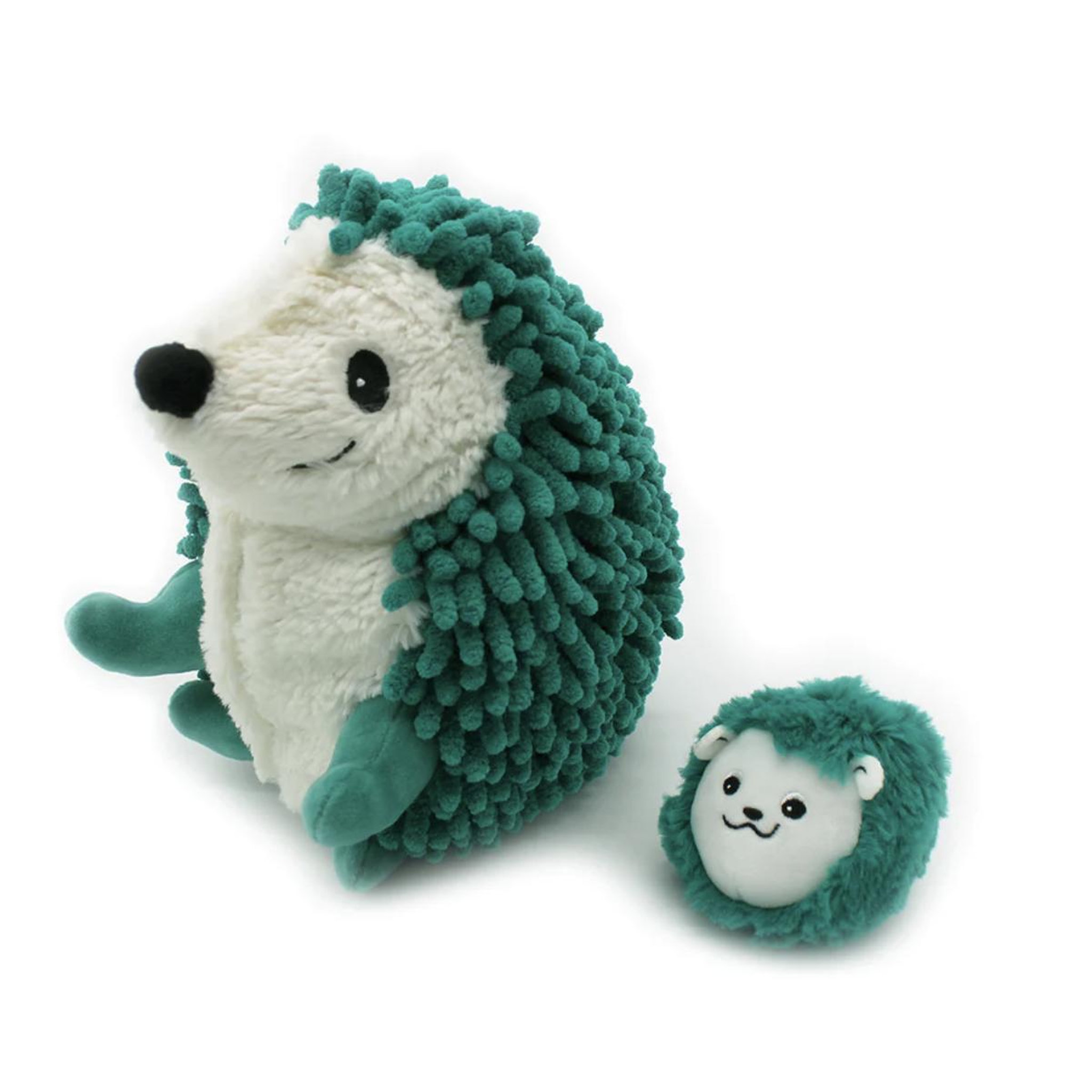 LES DEGLINGOS Peluche Ptipotos-herisson maman bebe vert
