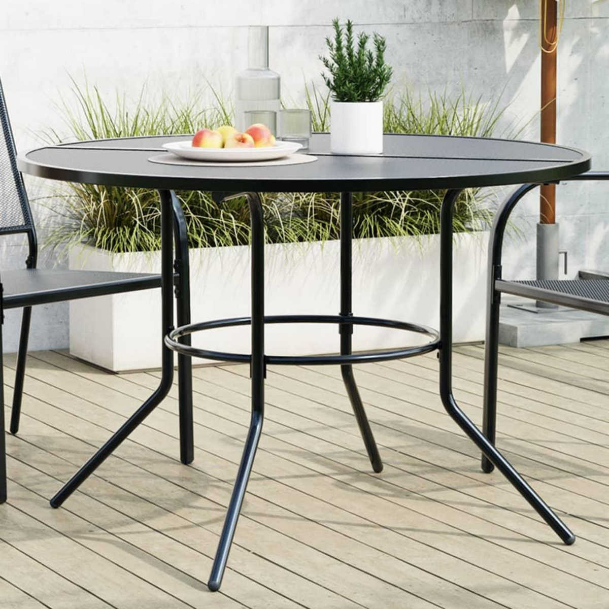 VIDAXL Table de patio ronde anthracite acier enduit de poudre