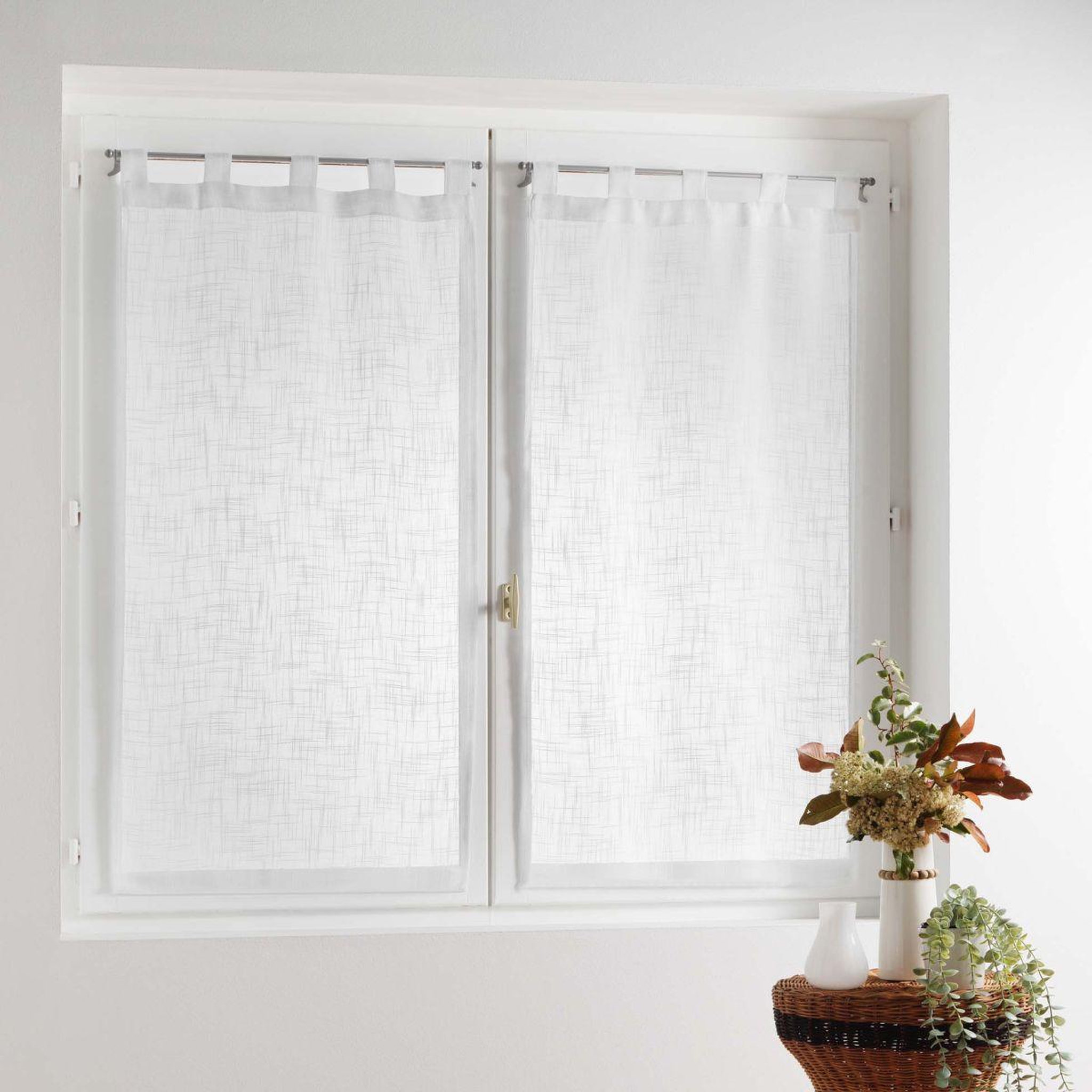 Voir la diapositive 3 : Douceur d'Intérieur Paire de voilages à passants  haltona  45x120cm blanc