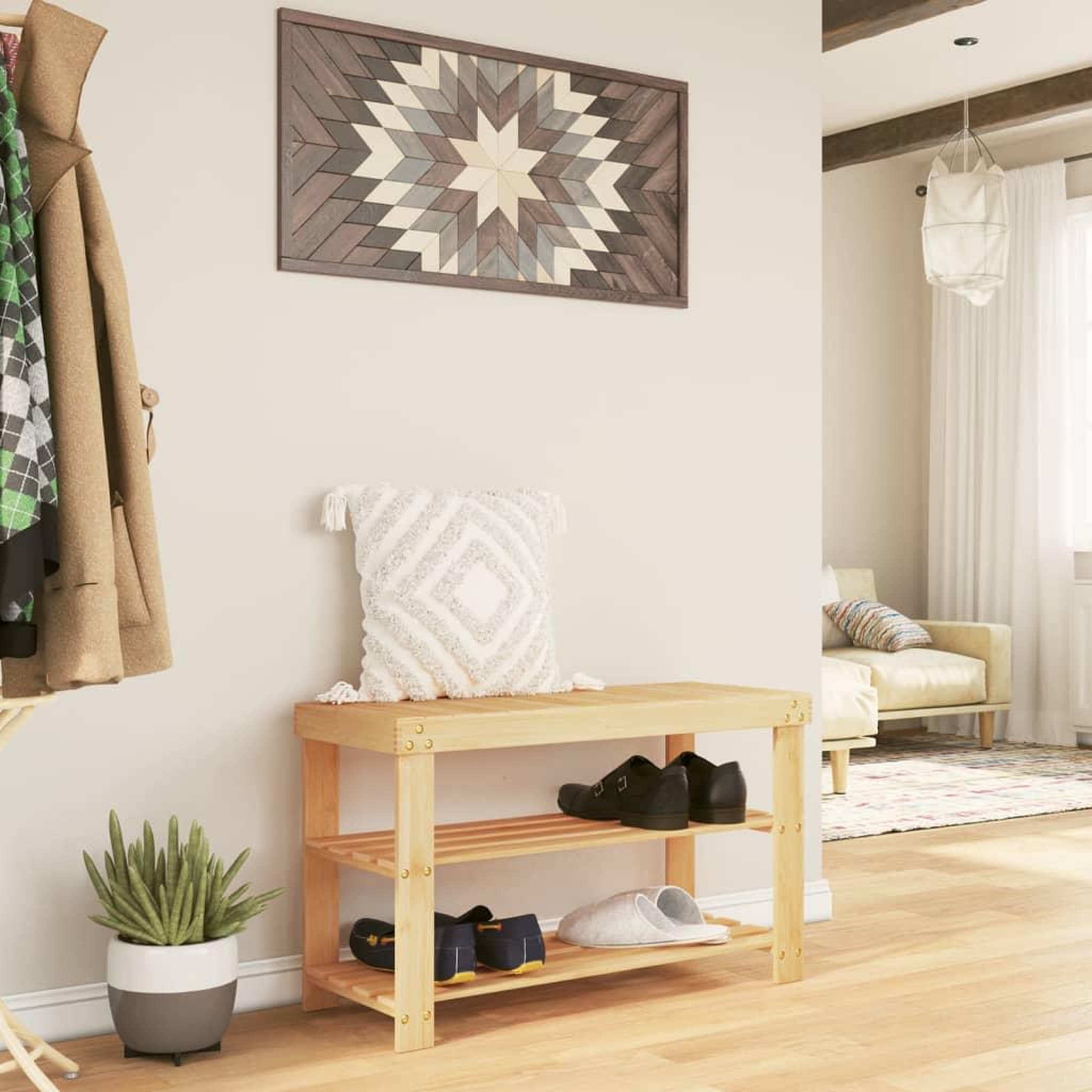 VIDAXL Etagere a chaussures 3 niveaux 70x27,5x45 cm bambou