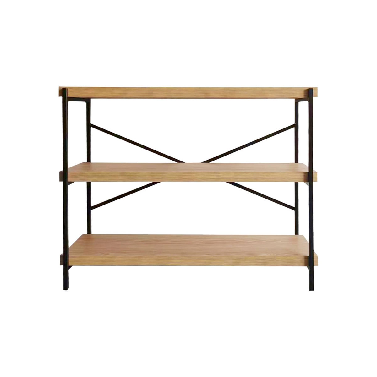 SWEEEK Etagère 3 niveaux industrielle effet frêne et métal - LOFT L 100 x l 30 x H 79cm