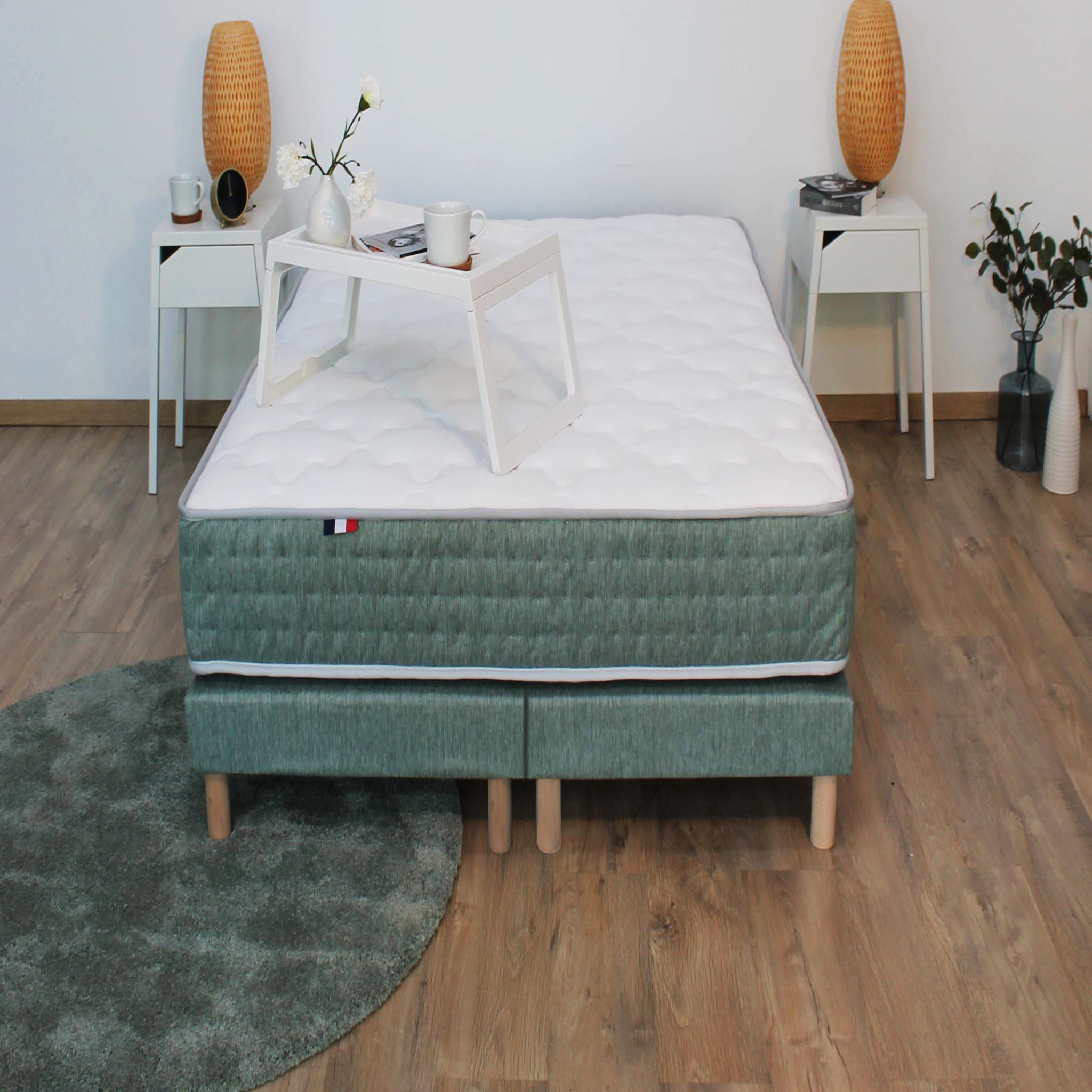 Voir la diapositive 3 : Sommier Tapissier à Lattes Vert 2X80x200 cm HYGGE