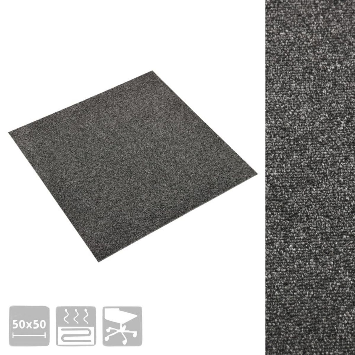 VIDAXL Dalles de tapis de sol 20 pcs 5 m^2 50x50 cm Anthracite