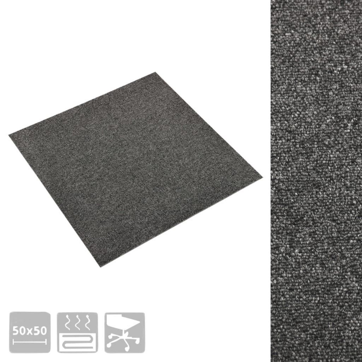 VIDAXL Dalles de tapis de sol 20 pcs 5 m^2 50x50 cm Anthracite