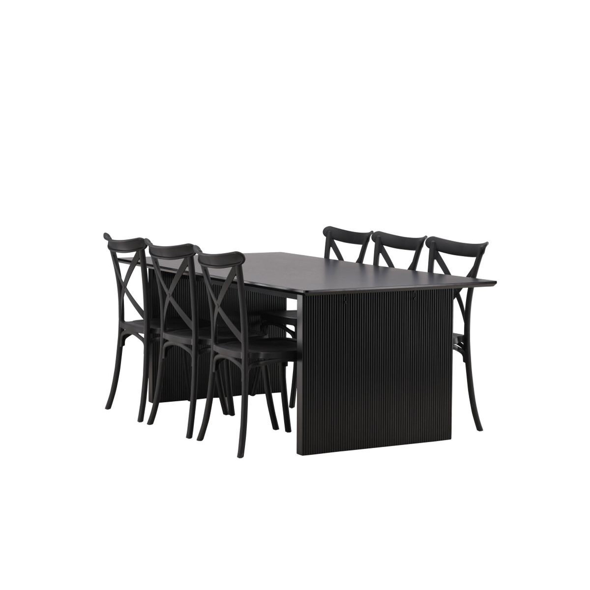 Voir la diapositive 5 : Paris Prix Ensemble table à manger & 6 chaises  vail & crosett  200cm noir