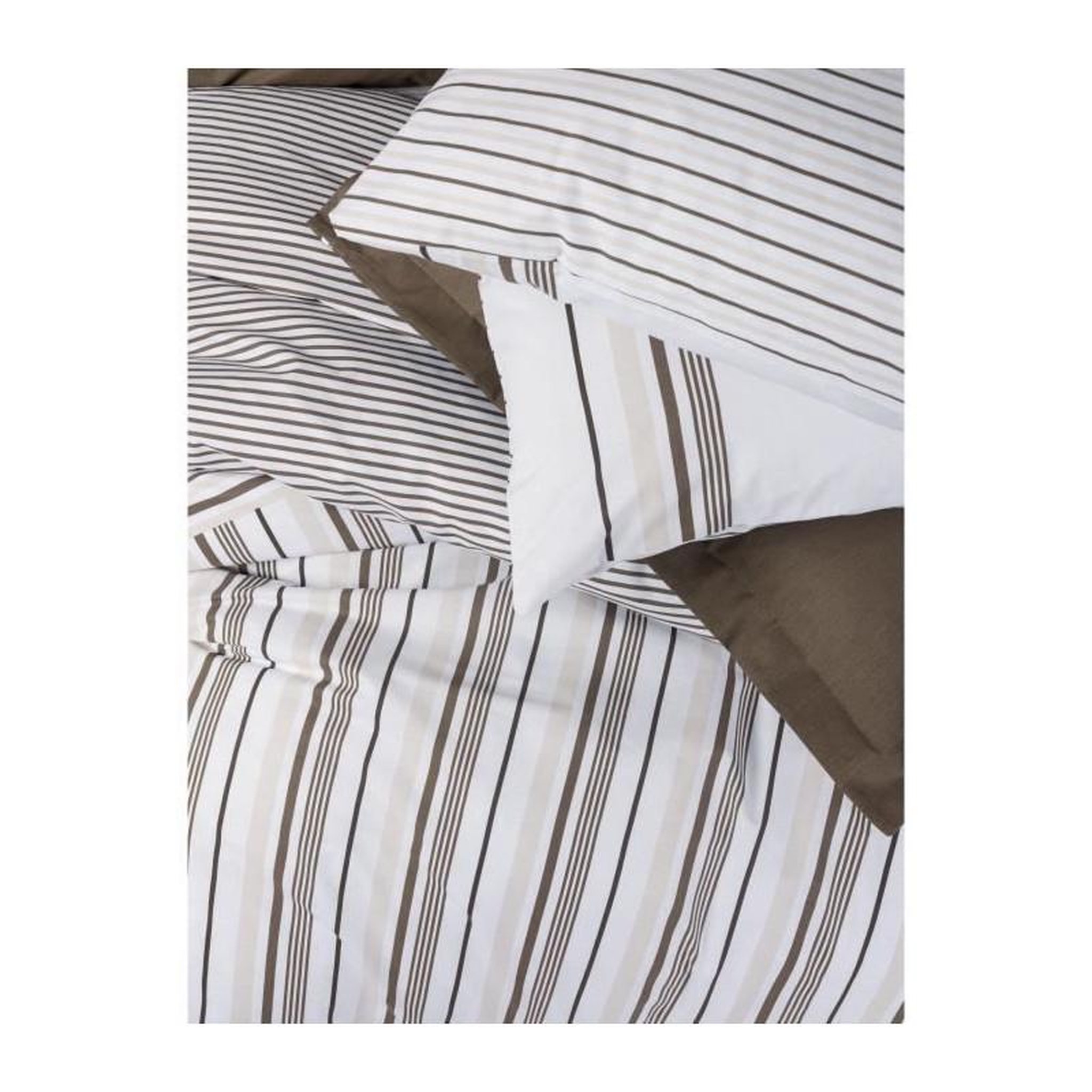 Voir la diapositive 3 : GENERIQUE Parure de lit - 129CTN64489 - 1 housse de couette 220 x 240 cm + 2 taies d'oreiller 60 x 60 cm - 100% coton ranforcé - Brun