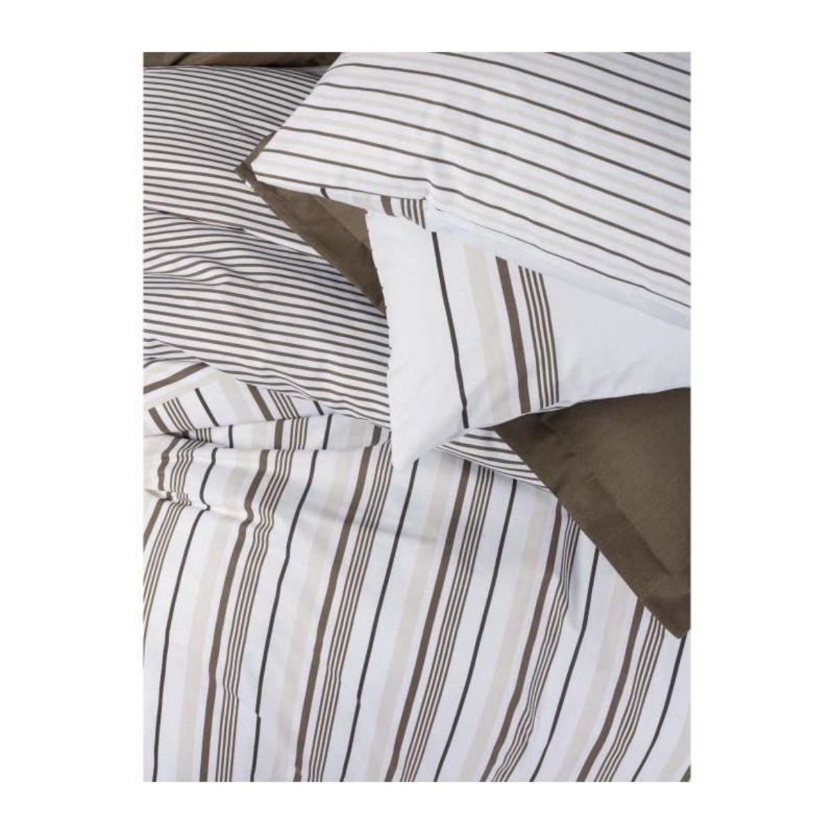 GENERIQUE Parure de lit - 129CTN64489 - 1 housse de couette 220 x 240 cm + 2 taies d'oreiller 60 x 60 cm - 100% coton ranforcé - Brun