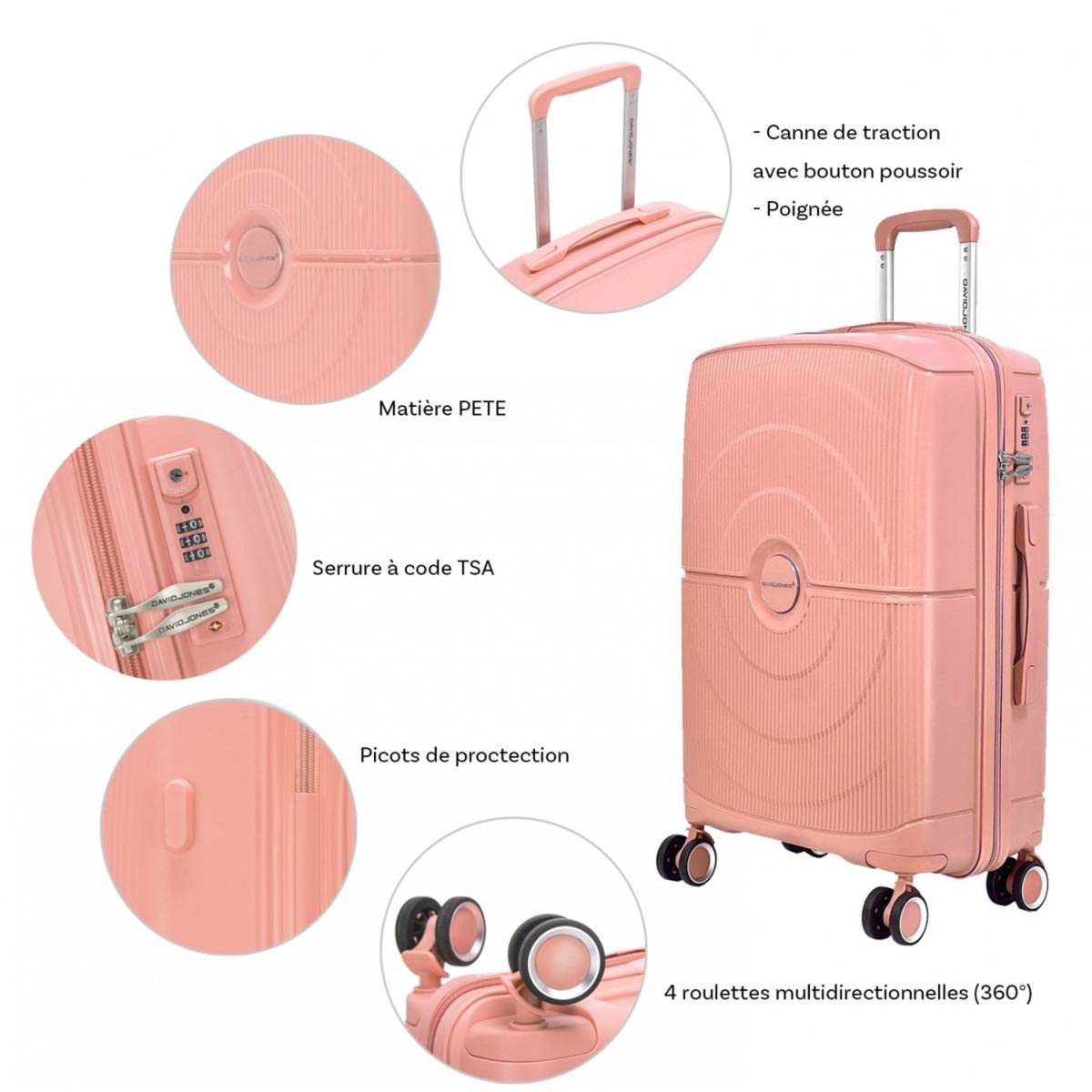 David Jones Valise rigide TSA 75cm