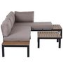 Voir la diapositive 4 : OUTSUNNY Ensemble salon de jardin d'angle design contemporain 5 places coussins marron table basse alu. noir et imitation bois