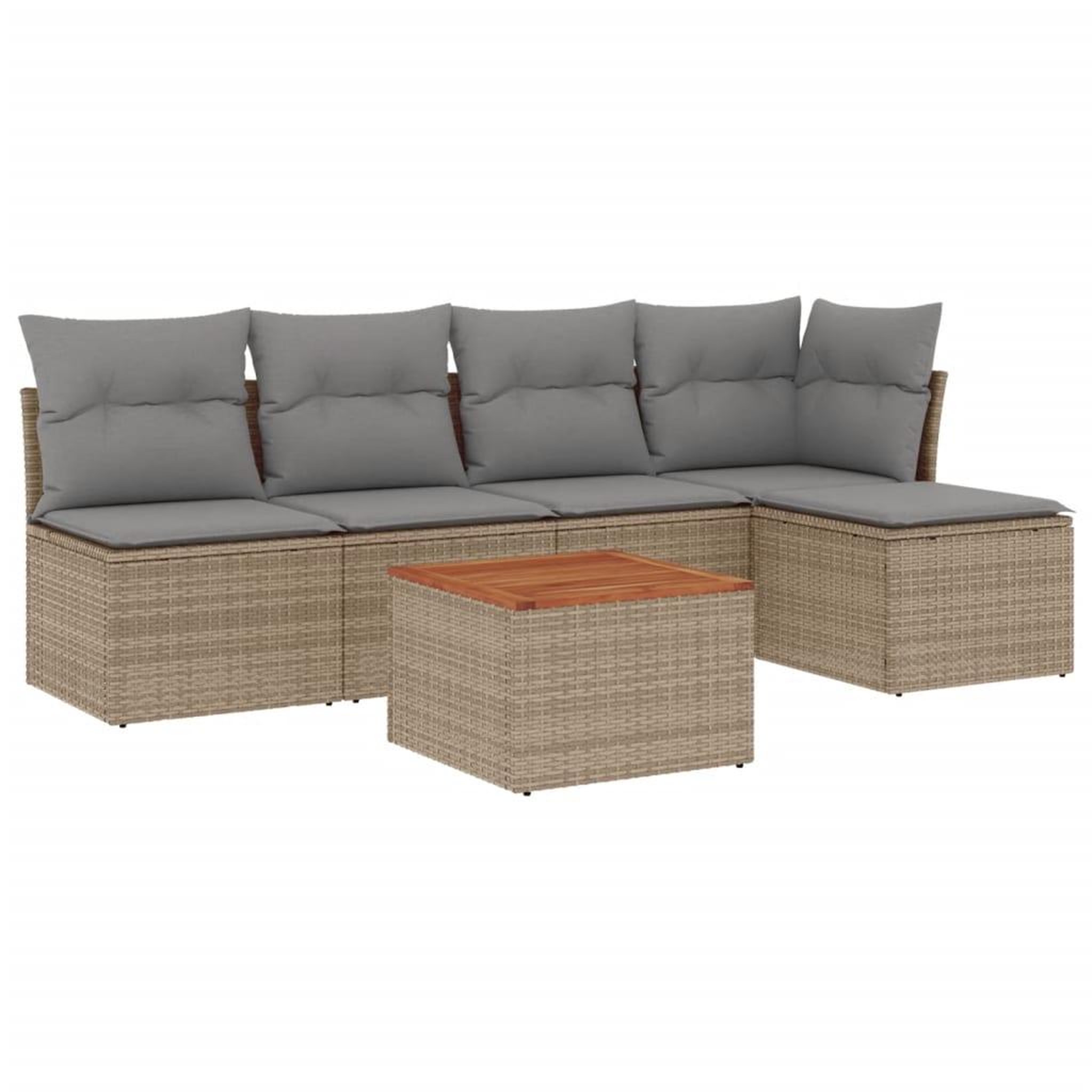 Voir la diapositive 2 : VIDAXL Salon de jardin avec coussins 6pcs melange beige resine tressee