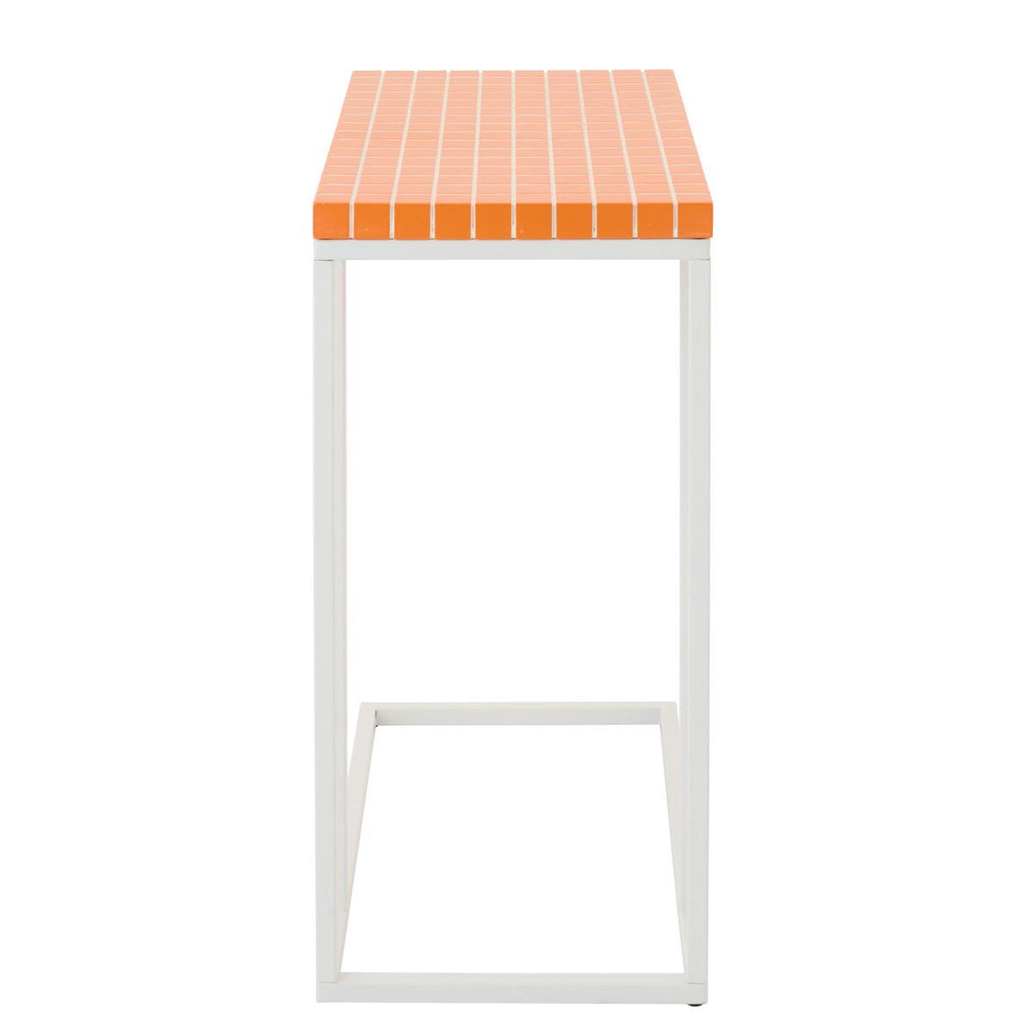 Voir la diapositive 3 : J-LINE Table d'appoint à carreaux  spia  60cm orange & blanc