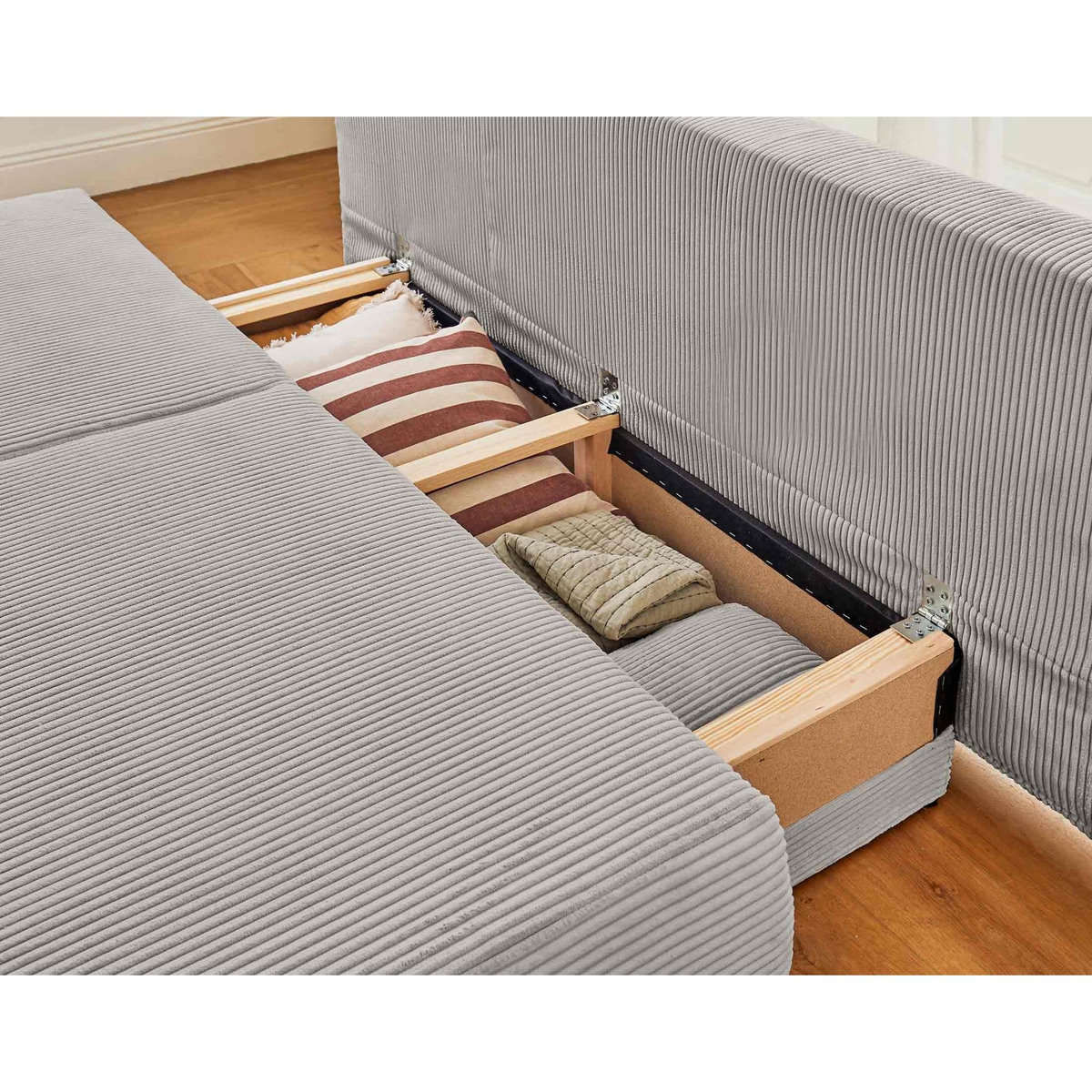 BEST MOBILIER Loutro - canapé 3 places - convertible avec coffre - en velours côtelé