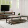 Voir la diapositive 3 : Paris Prix Table Basse Rectangulaire en Teck Industriel  Loft  120cm Marron