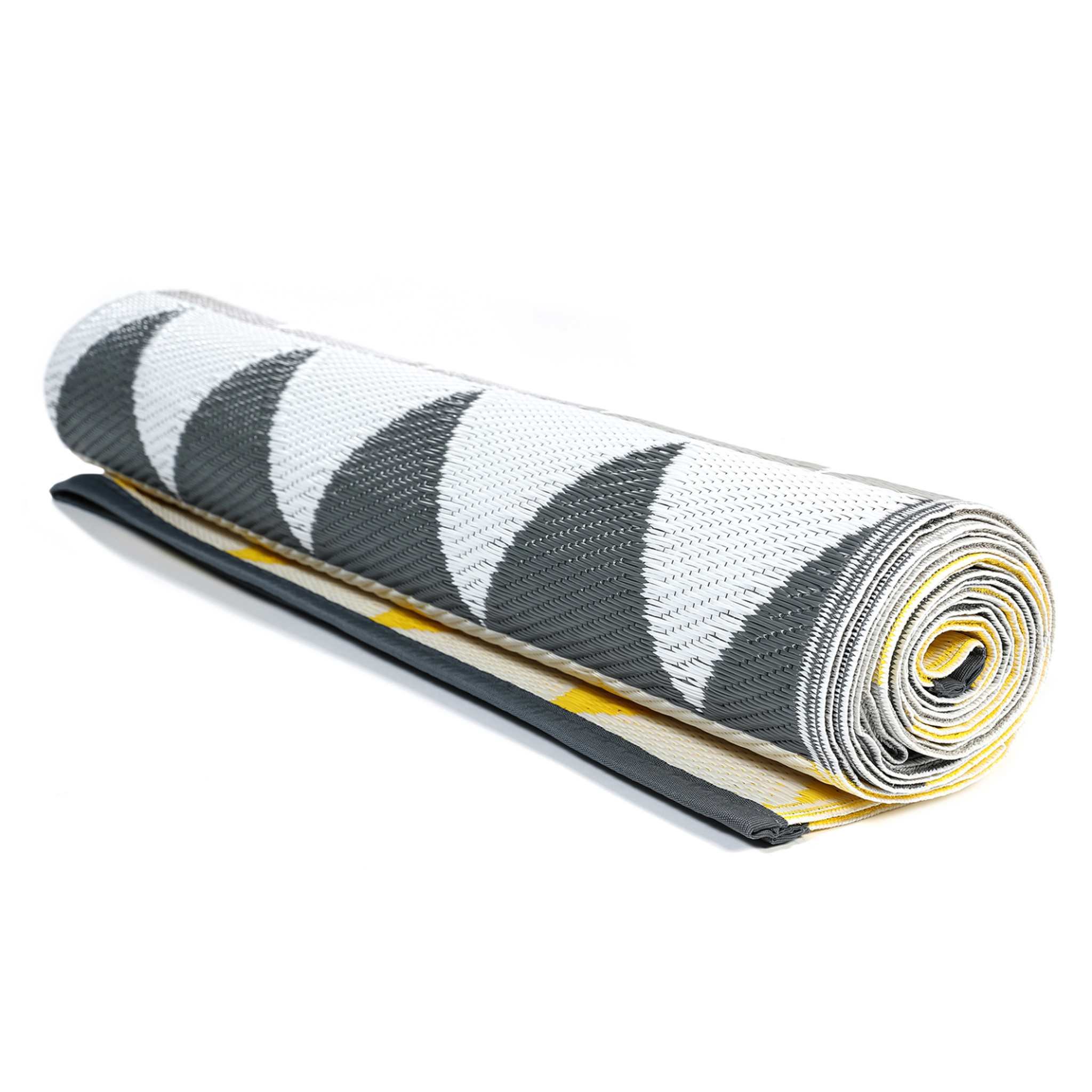 Voir la diapositive 6 : ID MARKET Tapis extérieur sari triangles gris et jaune 270 x 370 cm