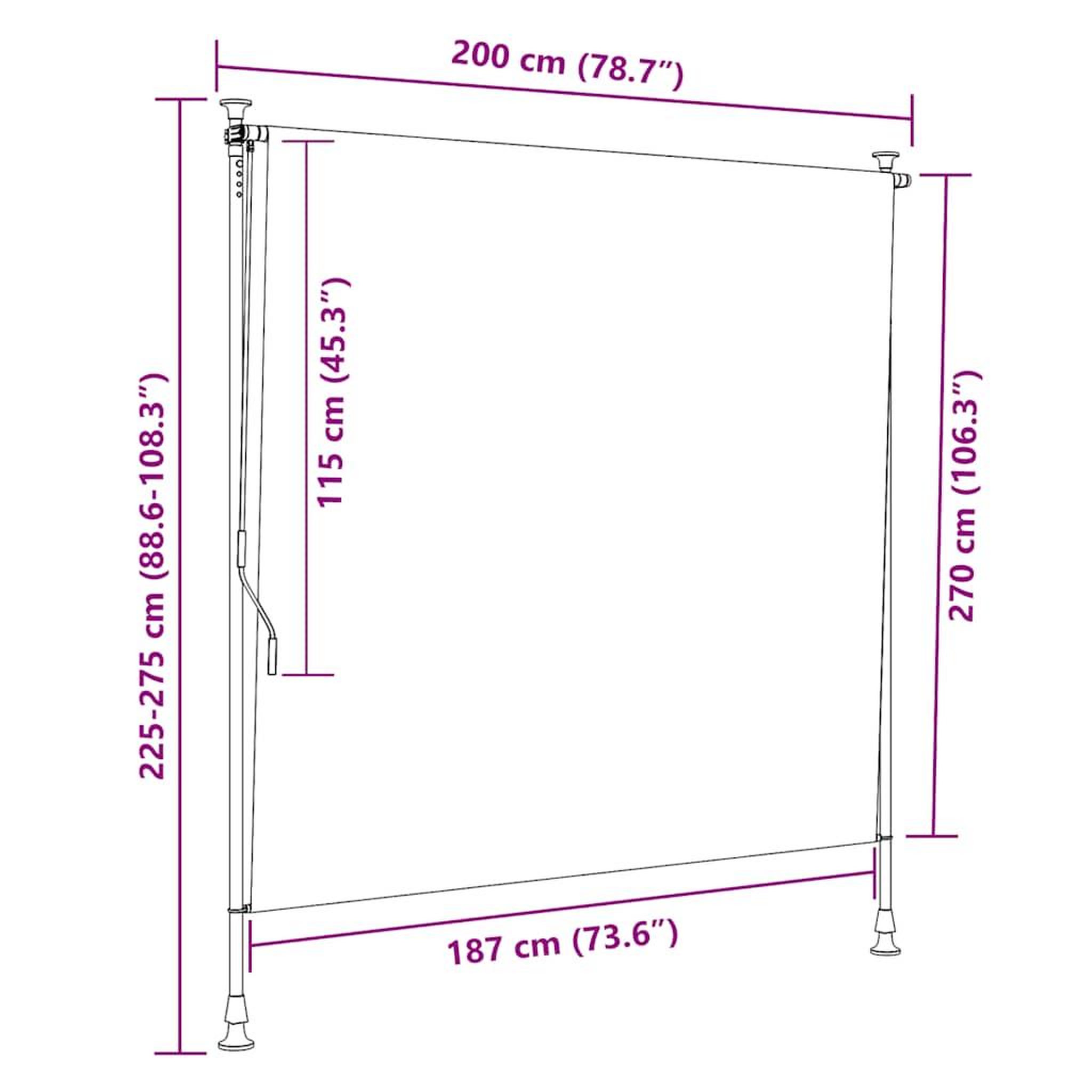 Voir la diapositive 6 : VIDAXL Store roulant d'exterieur 200 x 270 cm creme