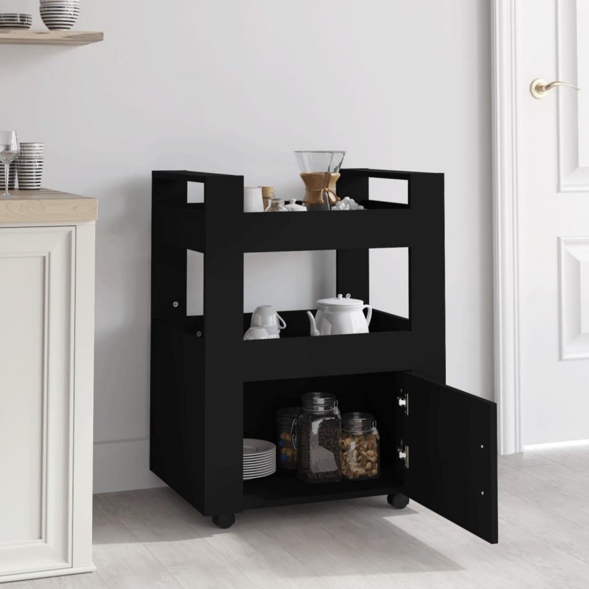 VIDAXL Chariot de cuisine Noir 60x45x80 cm Bois d'ingenierie