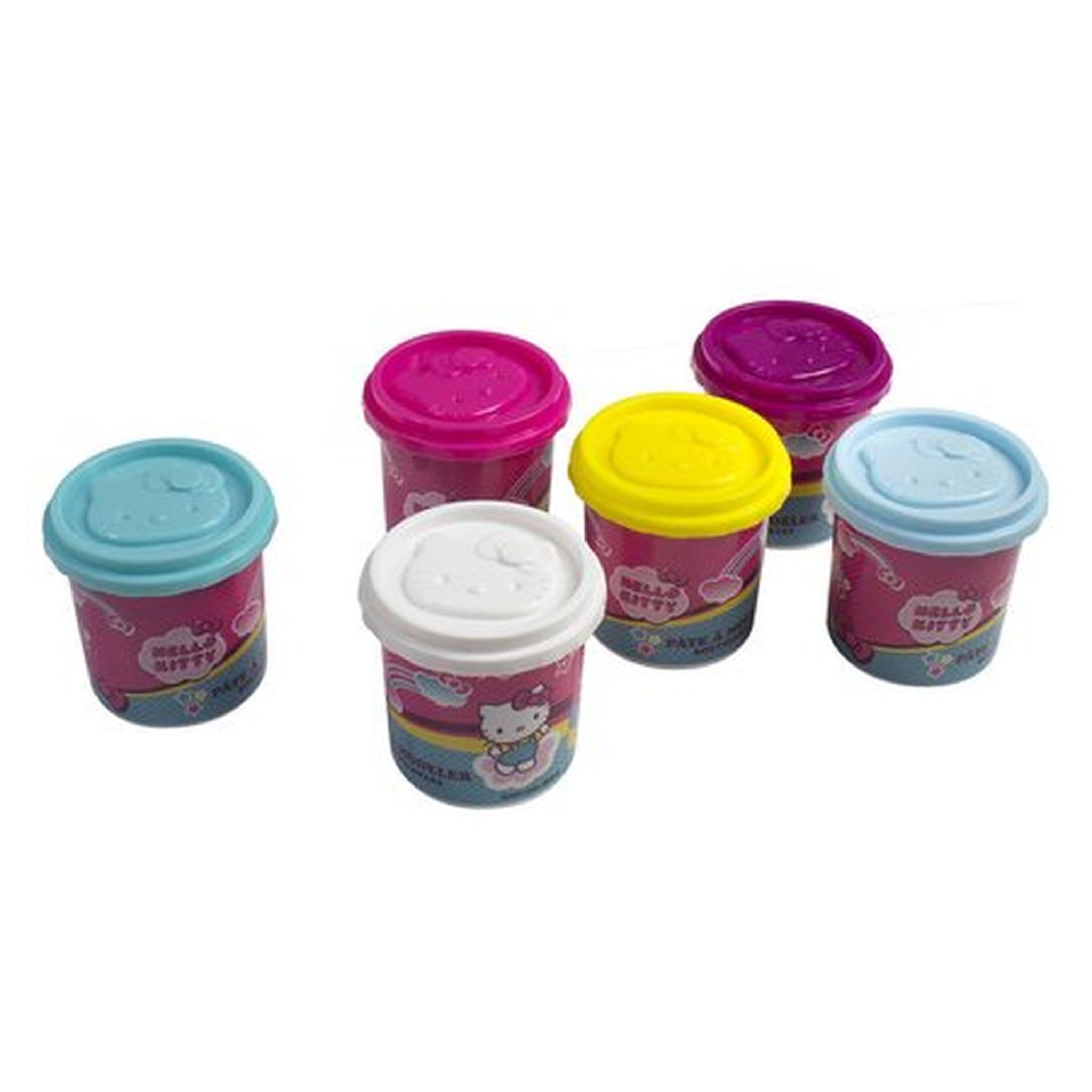 Voir la diapositive 1 : LANSAY 4 + 2 Pots de Pâte à modeler Hello Kitty 