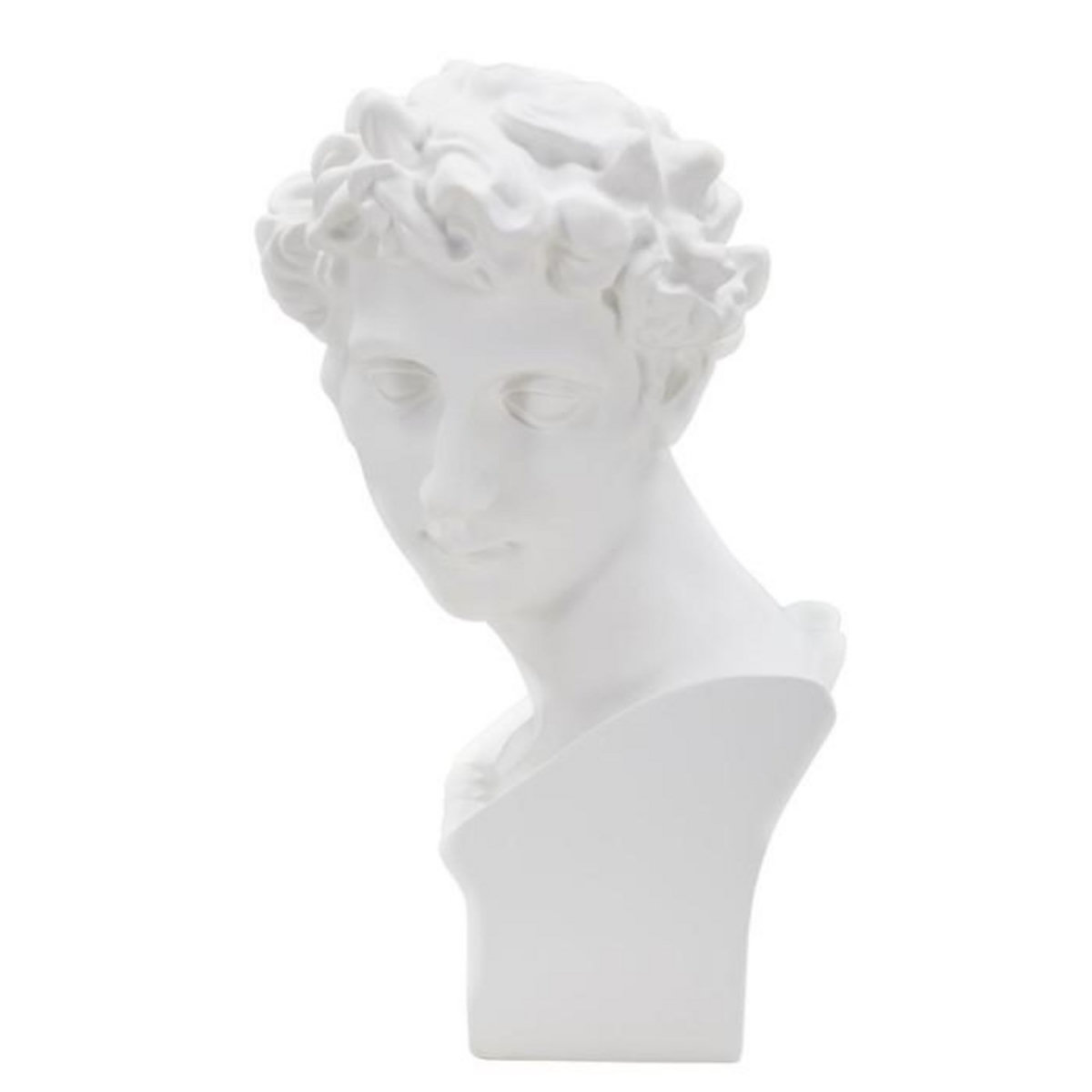 Paris Prix Statuette Tête Déco  Jeune Homme  30cm Blanc