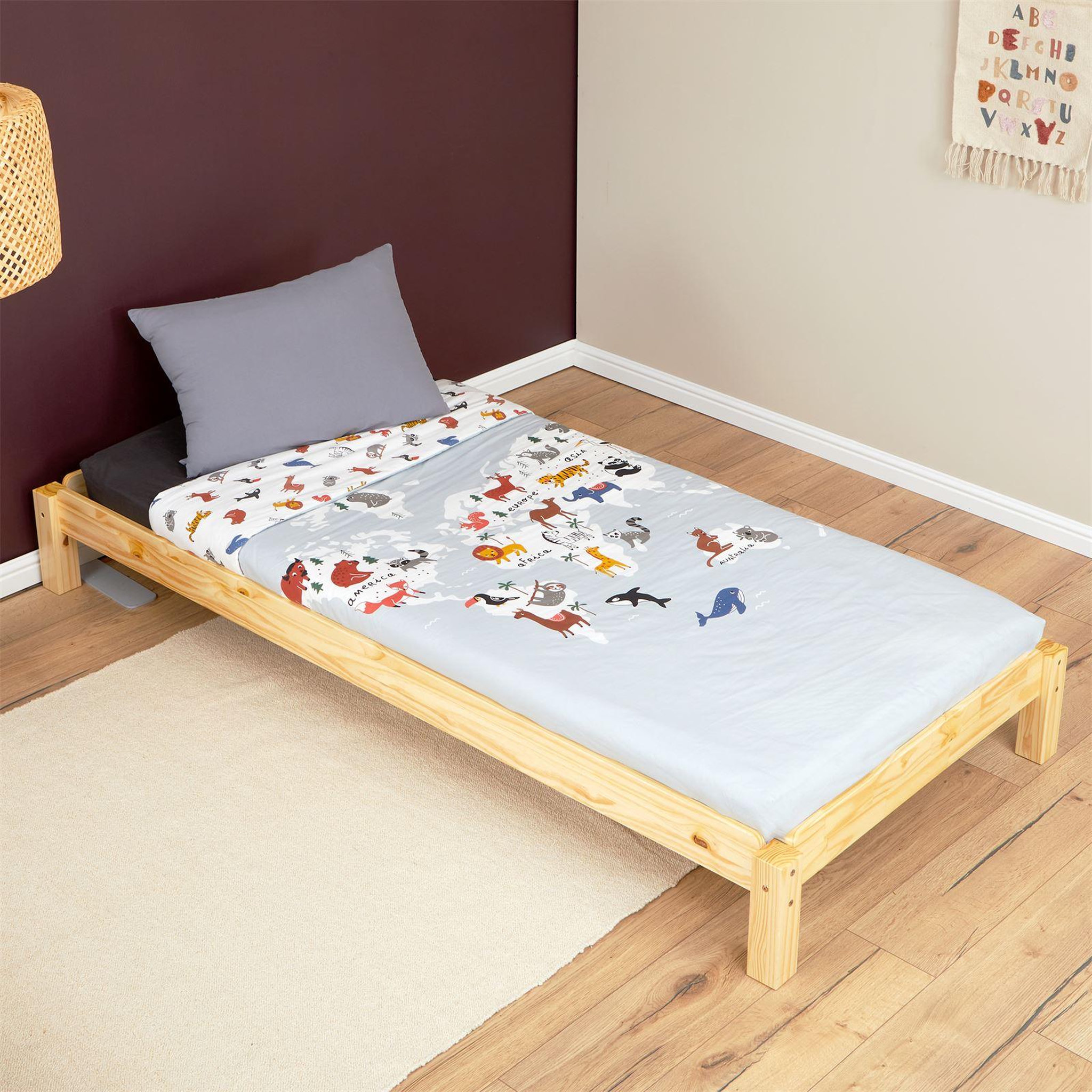 Voir la diapositive 4 : IDIMEX Lot de 2 lits superposables 90x200 cm RINO en pin