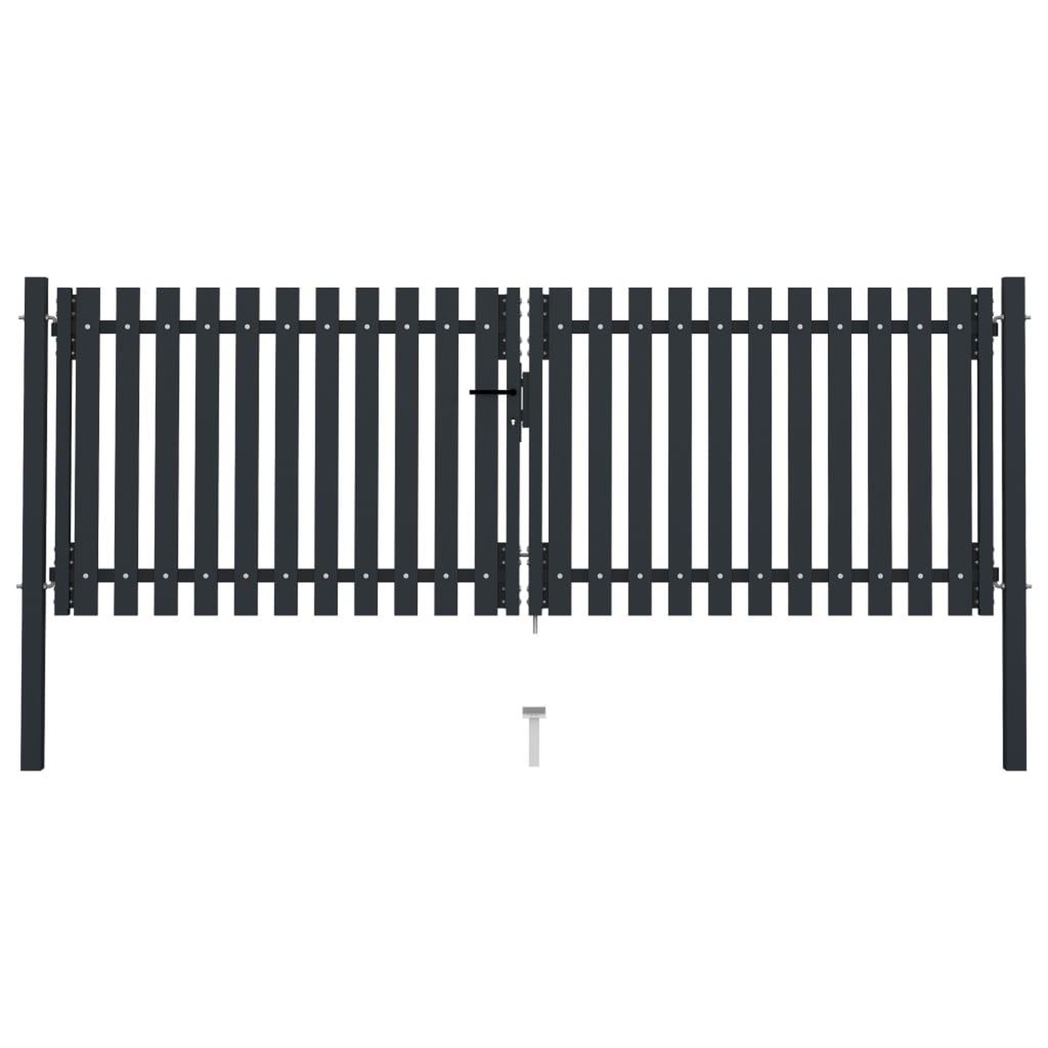 VIDAXL Portail de cloture a double porte Acier 306x125 cm Anthracite