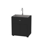 Le marquier Meuble cuisine extérieure avec évier intégré - 80 x 55 cm - noir - Le Marquier