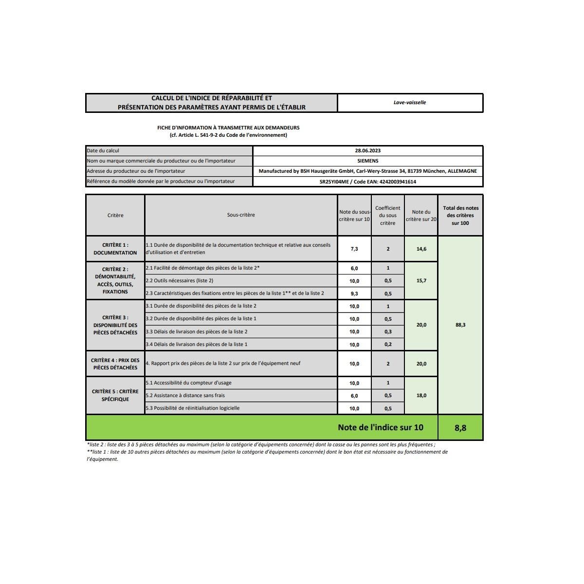 Siemens Lave-vaisselle 45cm 10 couverts 43db gris inox - SR25YI04ME