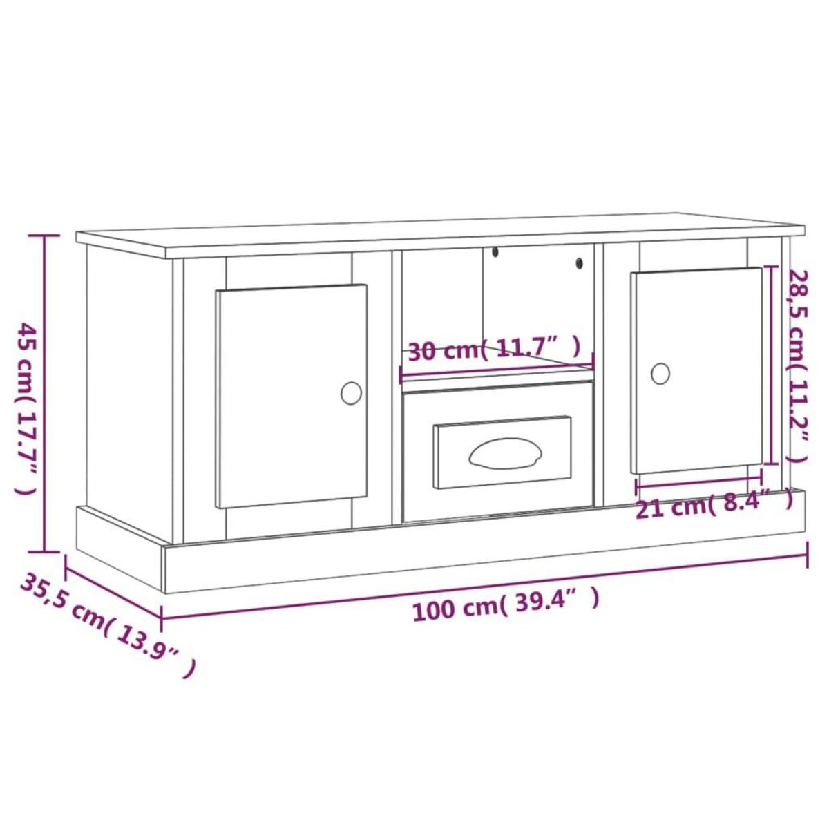 VIDAXL Meuble TV sonoma gris 100x35,5x45 cm bois d'ingenierie