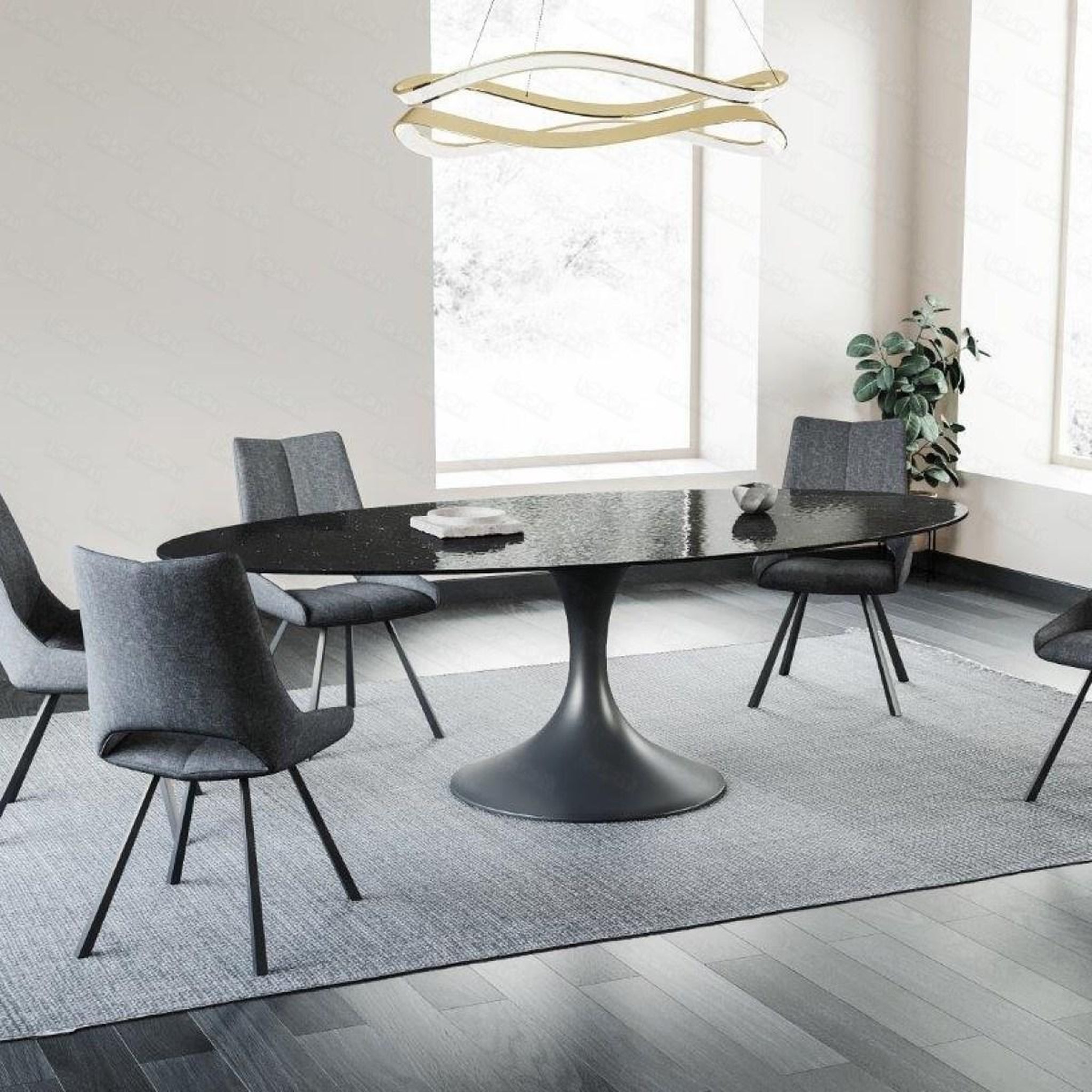 Voir la diapositive 3 : JLC KREATION Table forme irrégulière noire 280 cm calisia