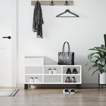 VIDAXL Armoire a chaussure Blanc brillant 102x36x60 cm Bois ingenierie