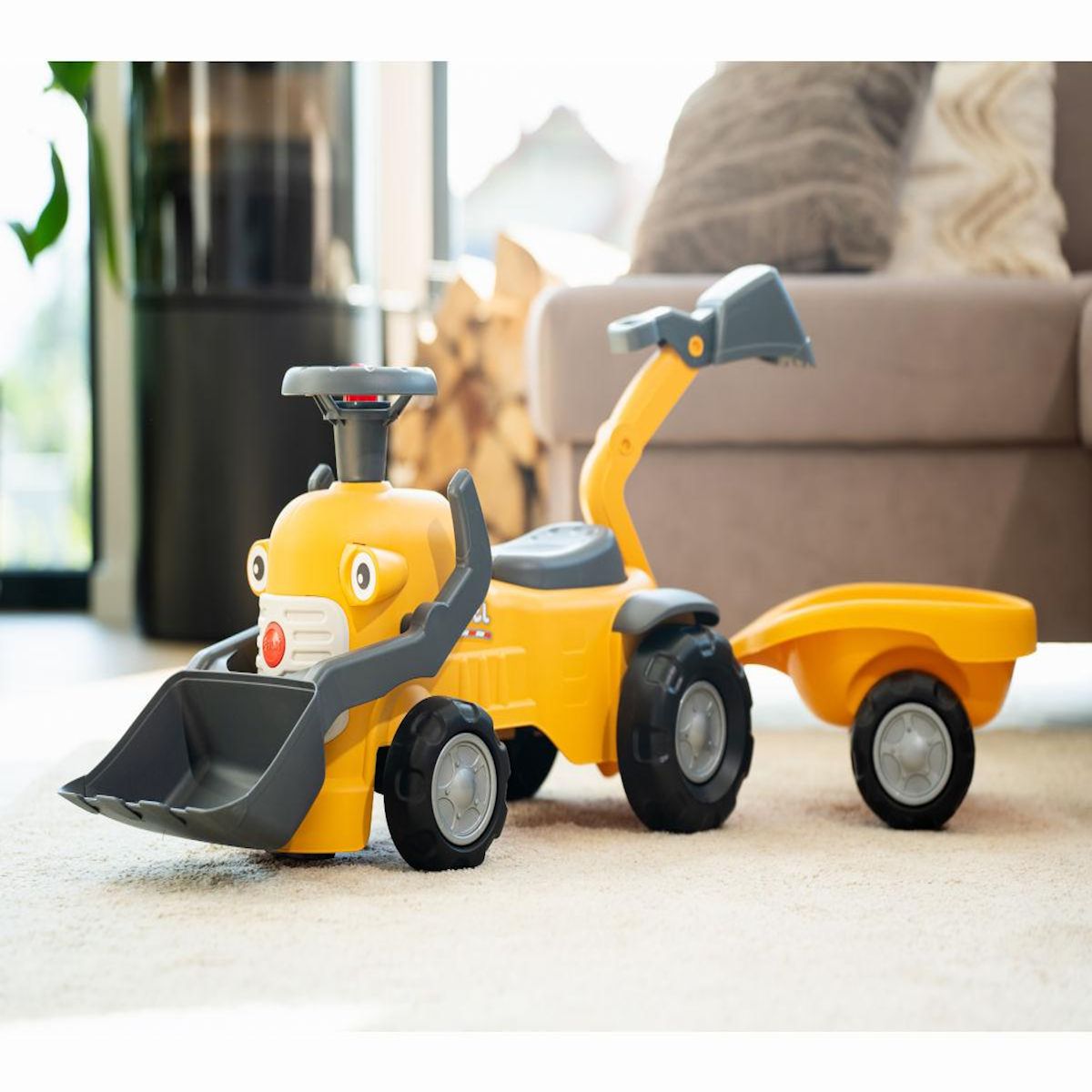 FALK Porteur chantier Marcel avec pelle frontal, excavatrice et remorque 1 à 3 ans - Falk