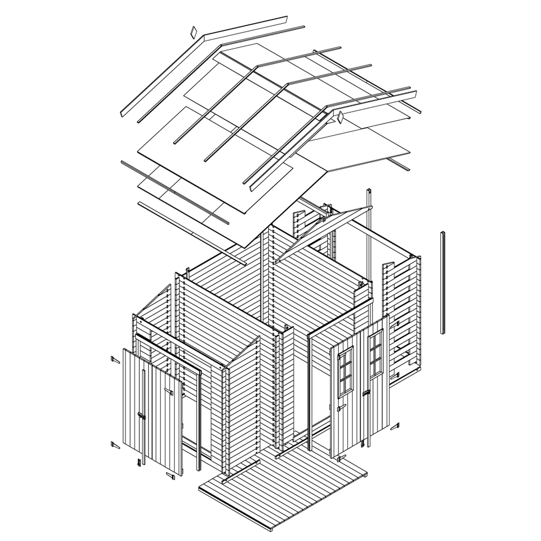 Voir la diapositive 5 : TIMBELA Abri de jardin en bois et range bûches avec sol traité - 3,53 + 0,97+0,97 m2 m389c+m389g