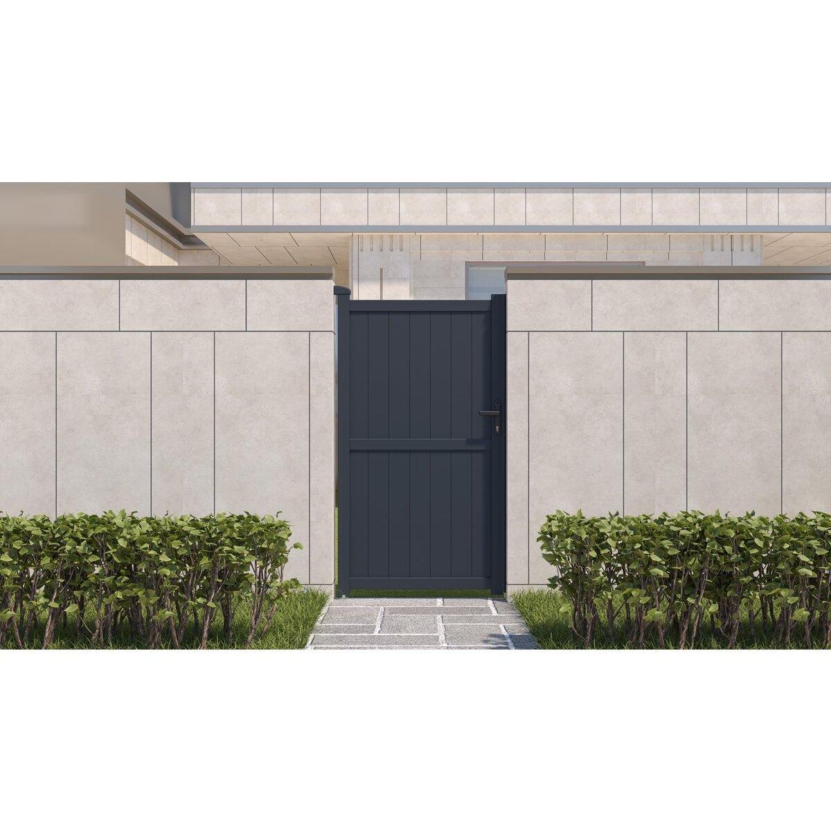 Habitat et Jardin Portillon aluminium  Maurice  - 101.2 x 180.9 cm - Gris