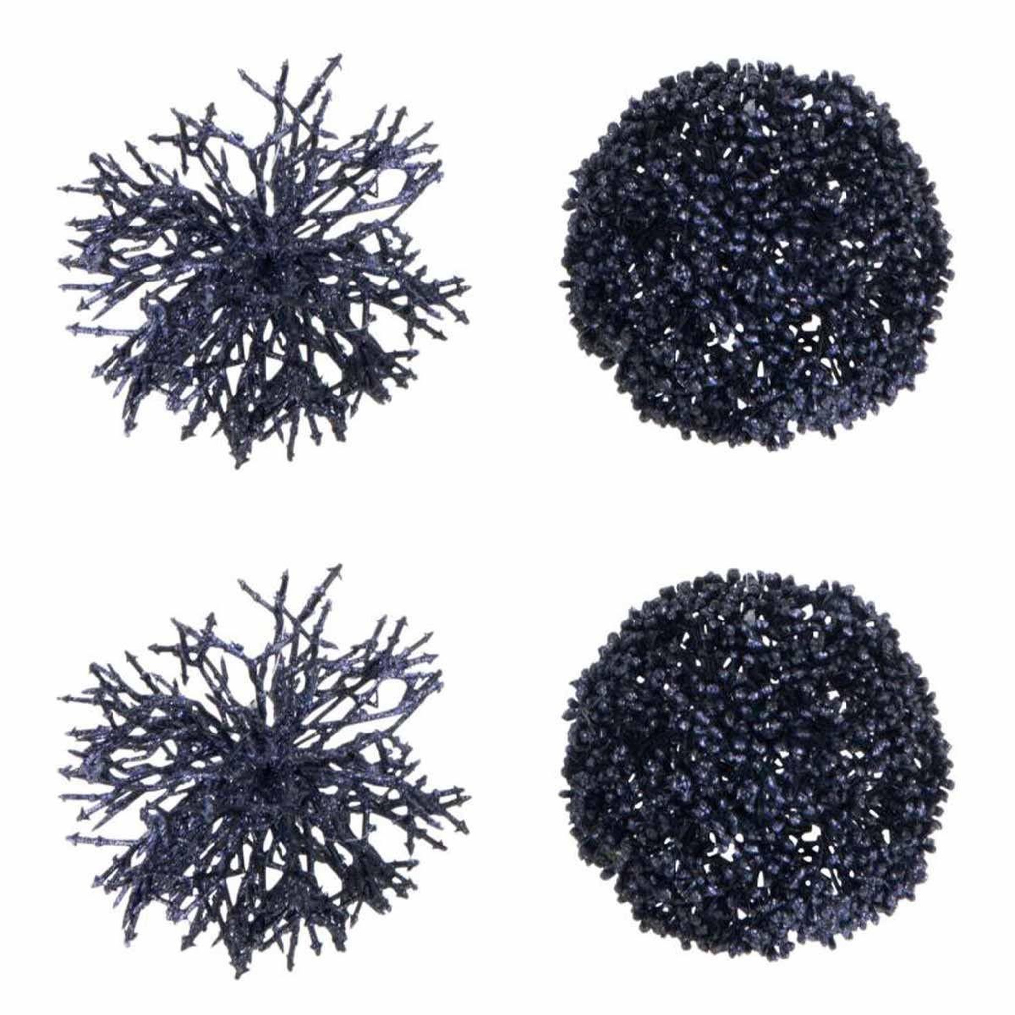 J-LINE Lot de 4 boules de noël  corail  10cm bleu