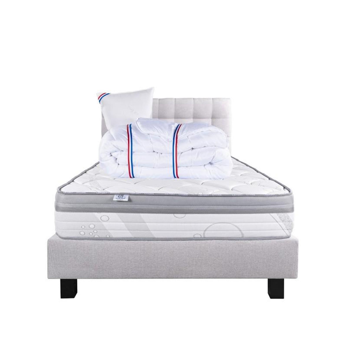 LUXURY LITERIE Ensemble literie ressorts, Relaxation Ferme, Gris