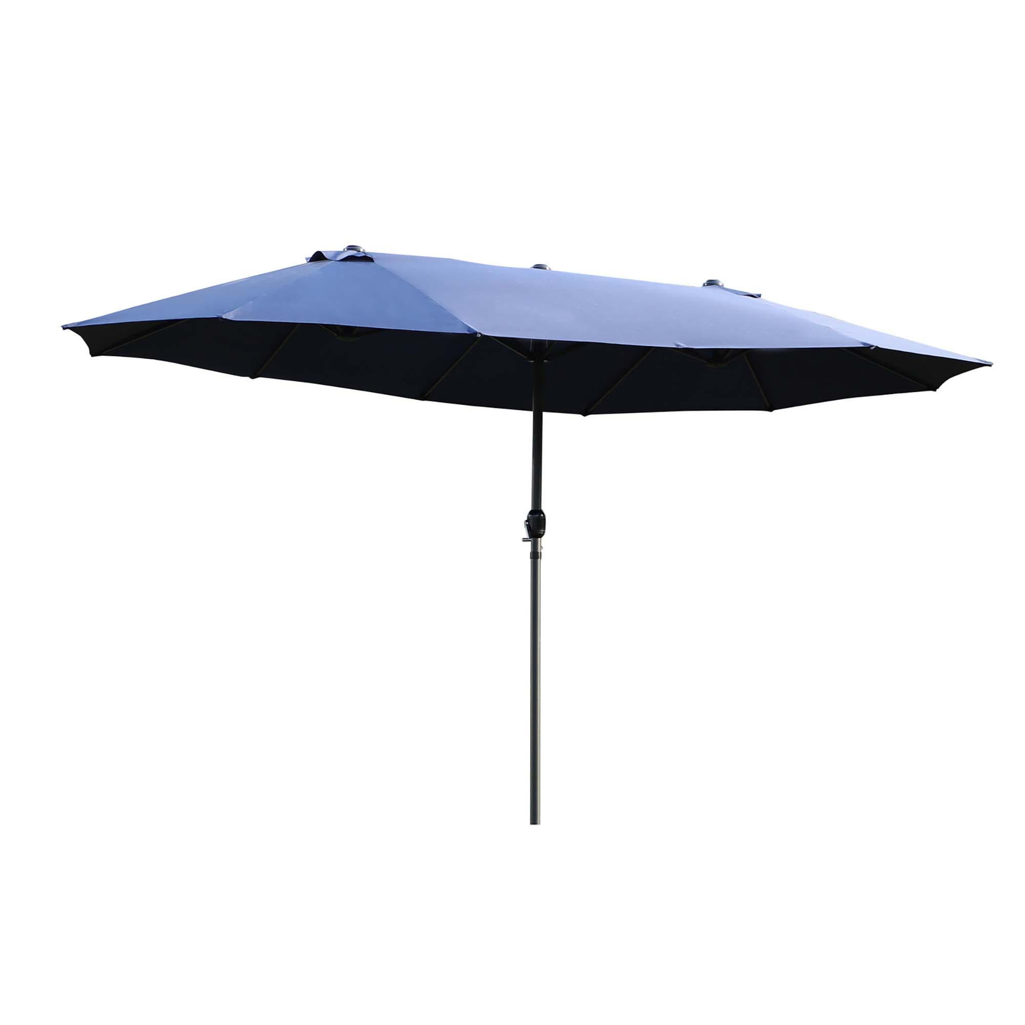 OUTSUNNY Parasol de jardin XXL parasol grande taille 4,6L x 2,7l x 2,4H m ouverture fermeture manivelle acier polyester haute densité bleu