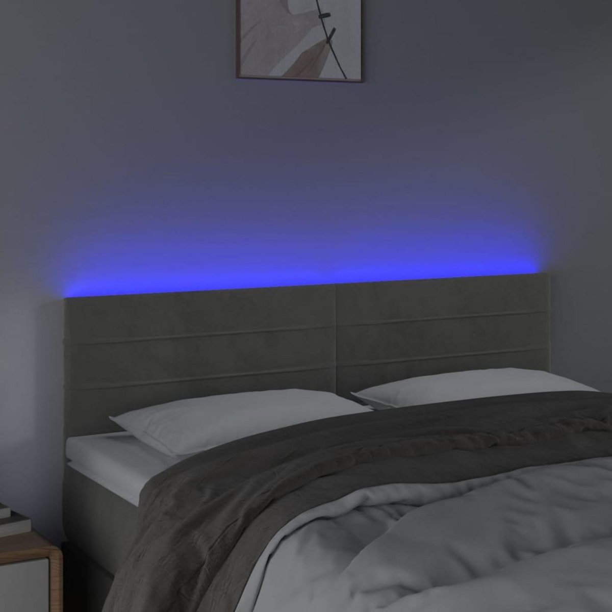 VIDAXL Tete de lit a LED Gris clair 144x5x78/88 cm Velours