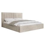 BEST MOBILIER Rosario - lit coffre - 140x200 - sommier inclus - en velours. Coloris disponibles : Vert, Beige, Bleu, Gris