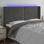 VIDAXL Tete de lit a LED Gris fonce 183x16x118/128 cm Velours