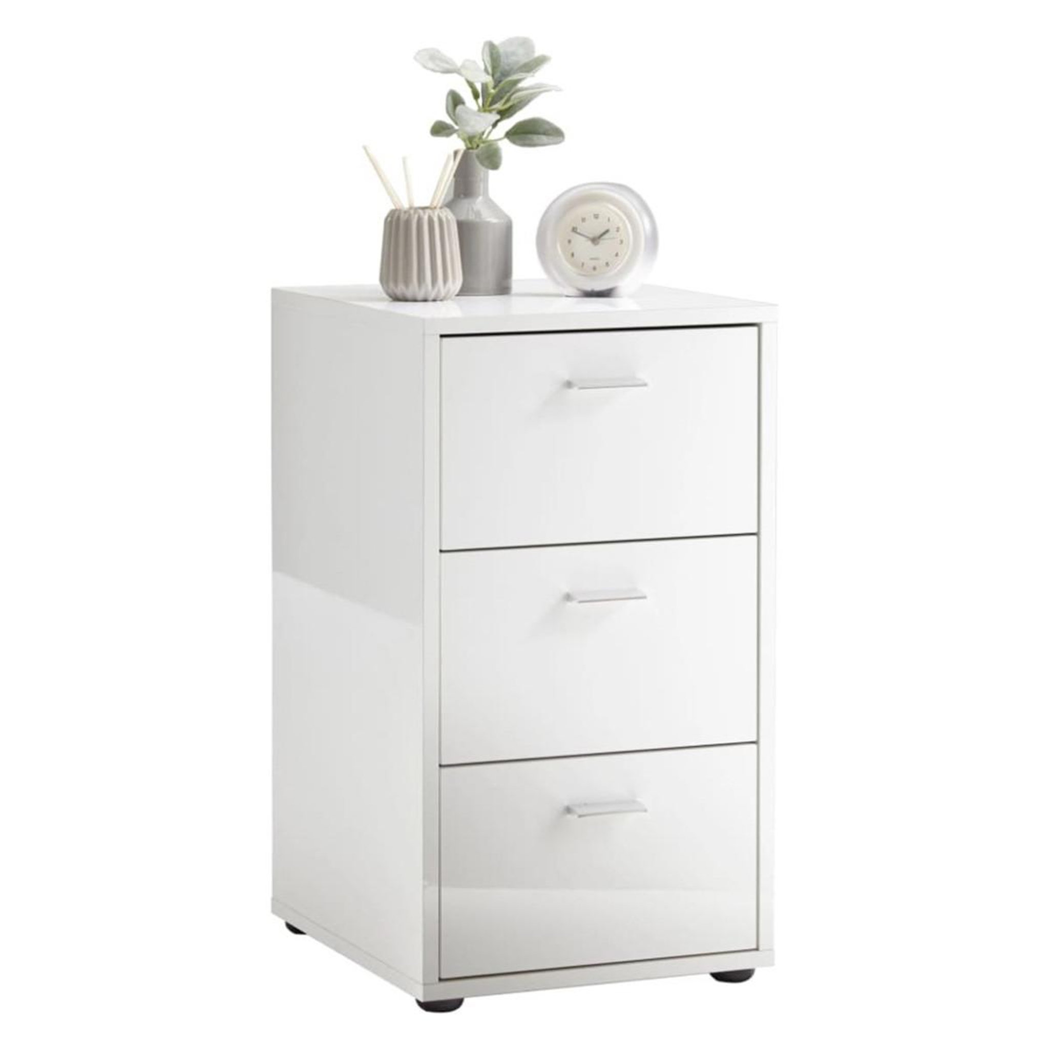 Paris Prix Table d'appoint 3 tiroirs design  gania  62cm blanc laqué