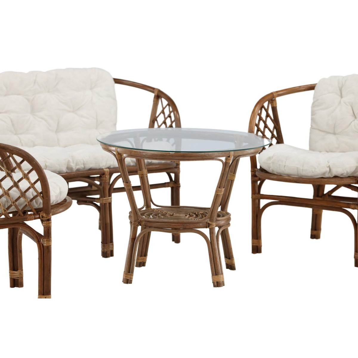 Paris Prix Salon de Jardin 4 Places en Rotin  Wera  115cm Naturel