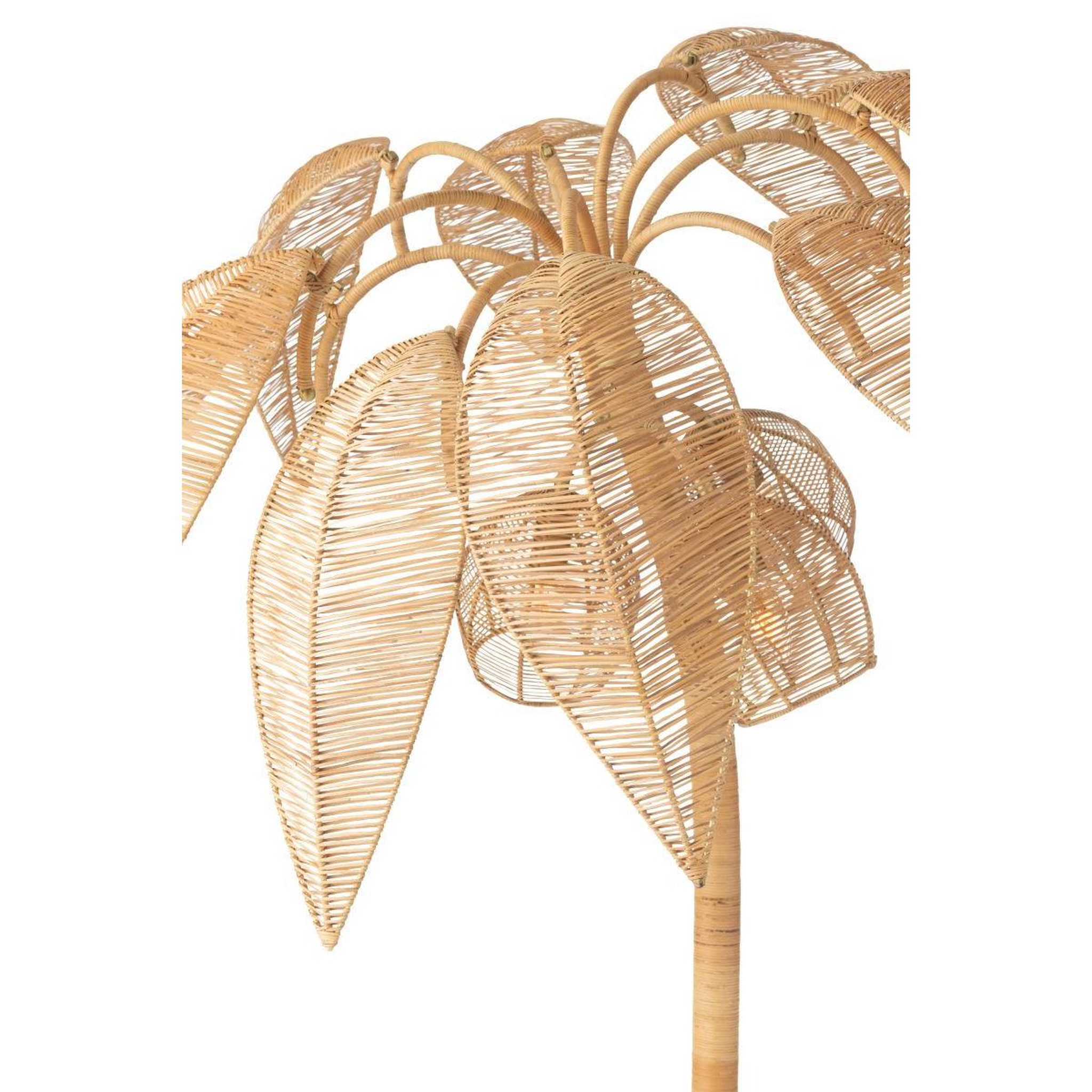 Voir la diapositive 4 : J-LINE Lampadaire cocotier en rotin  canne à sucre  150cm naturel