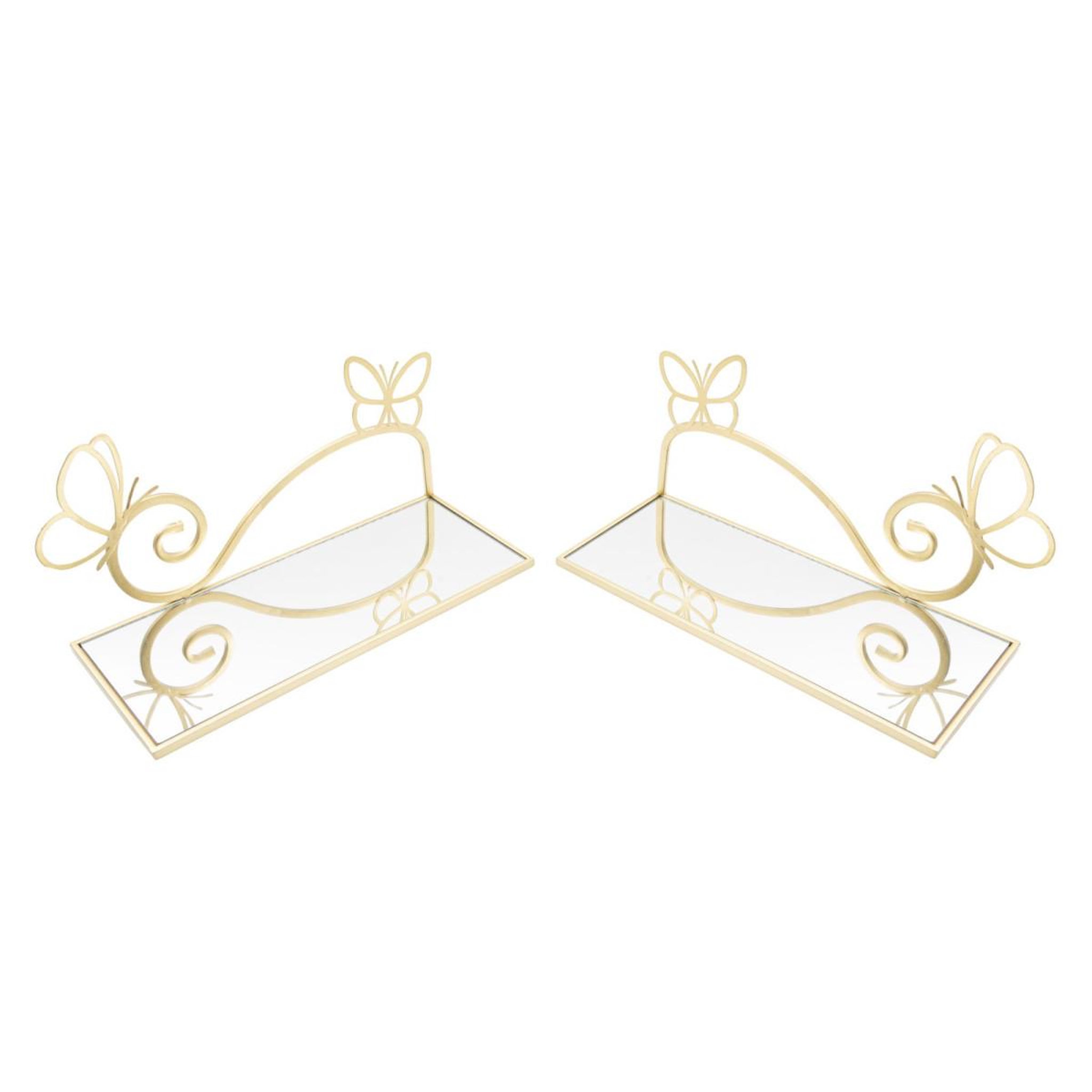 Voir la diapositive 3 : Paris Prix Lot de 2 tables de chevet murales  butterfly  41cm or