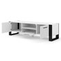 Voir la diapositive 2 : BEST MOBILIER Donnely - meuble tv - blanc et noir - 2 portes, 1 tiroir et 1 niche - 160 cm