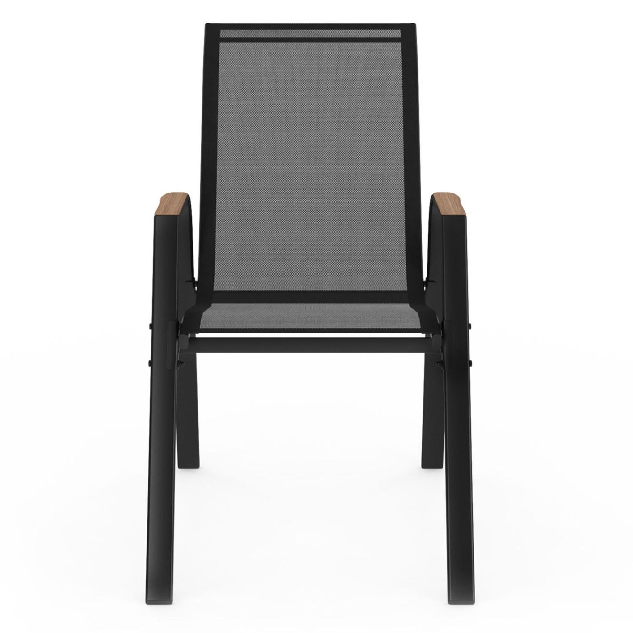 Voir la diapositive 3 : ID MARKET Lot de 6 chaises de jardin noumea métal et textilène empilables noir et bois