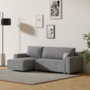 Voir la diapositive 4 : CONCEPT USINE Canapé convertible d'angle en velours côtelé gris clair COSY