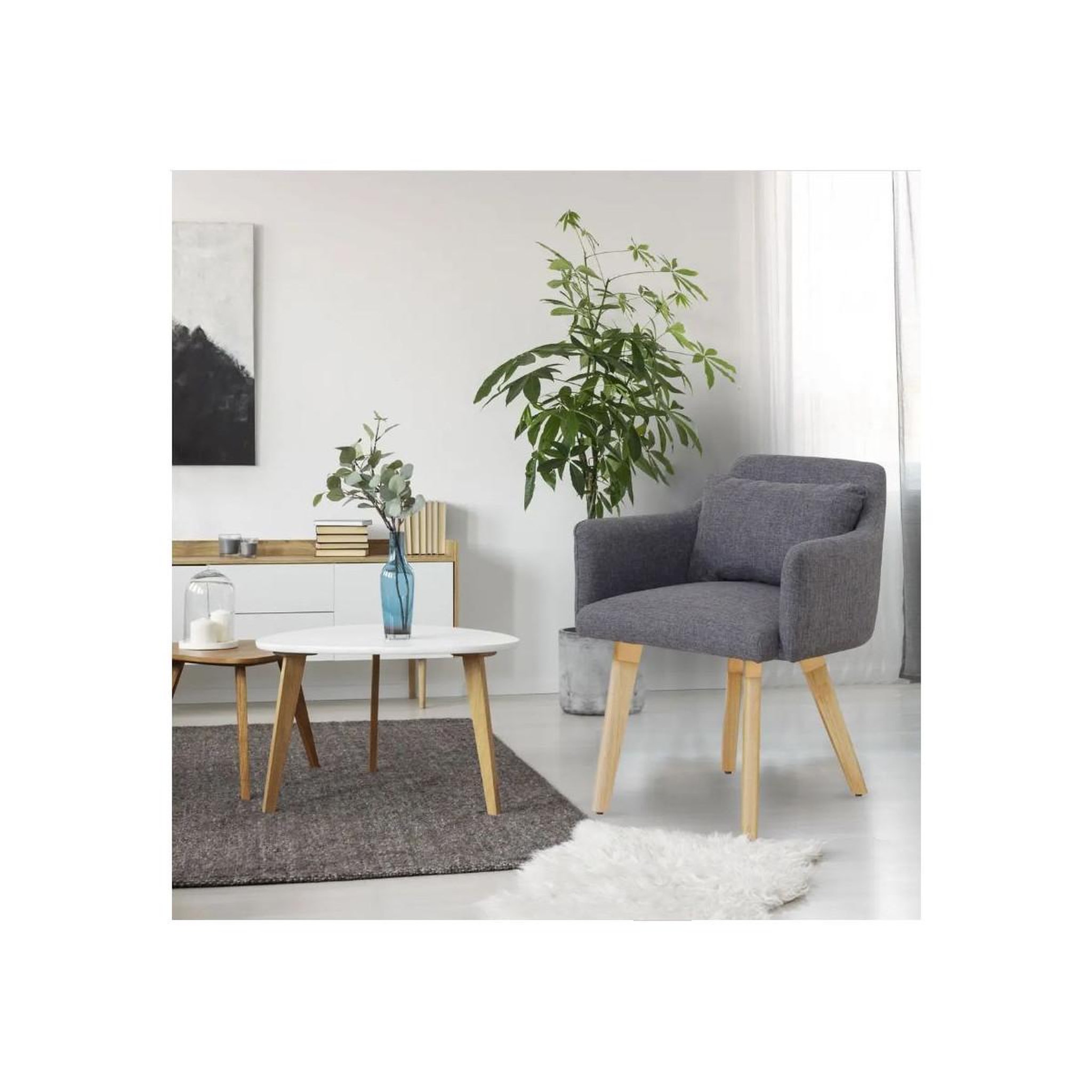 Voir la diapositive 6 : Paris Prix Lot de 2 Fauteuils Scandinave  Alan  70cm Gris Clair
